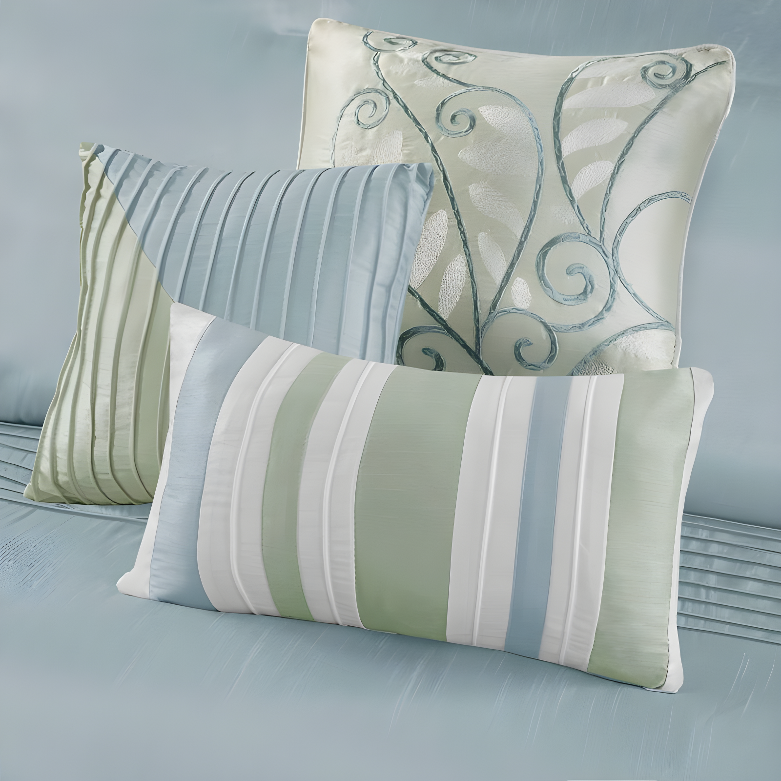 Madison Park Amherst 7 Piece Striped and Pleated Comforter Set