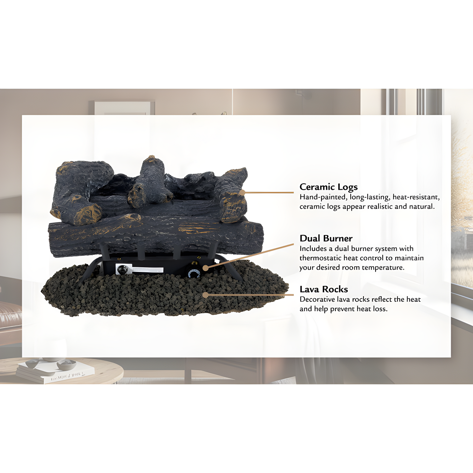 Pleasant Hearth Southern Oak Vent Free Gas Log Set 30,000 BTU's