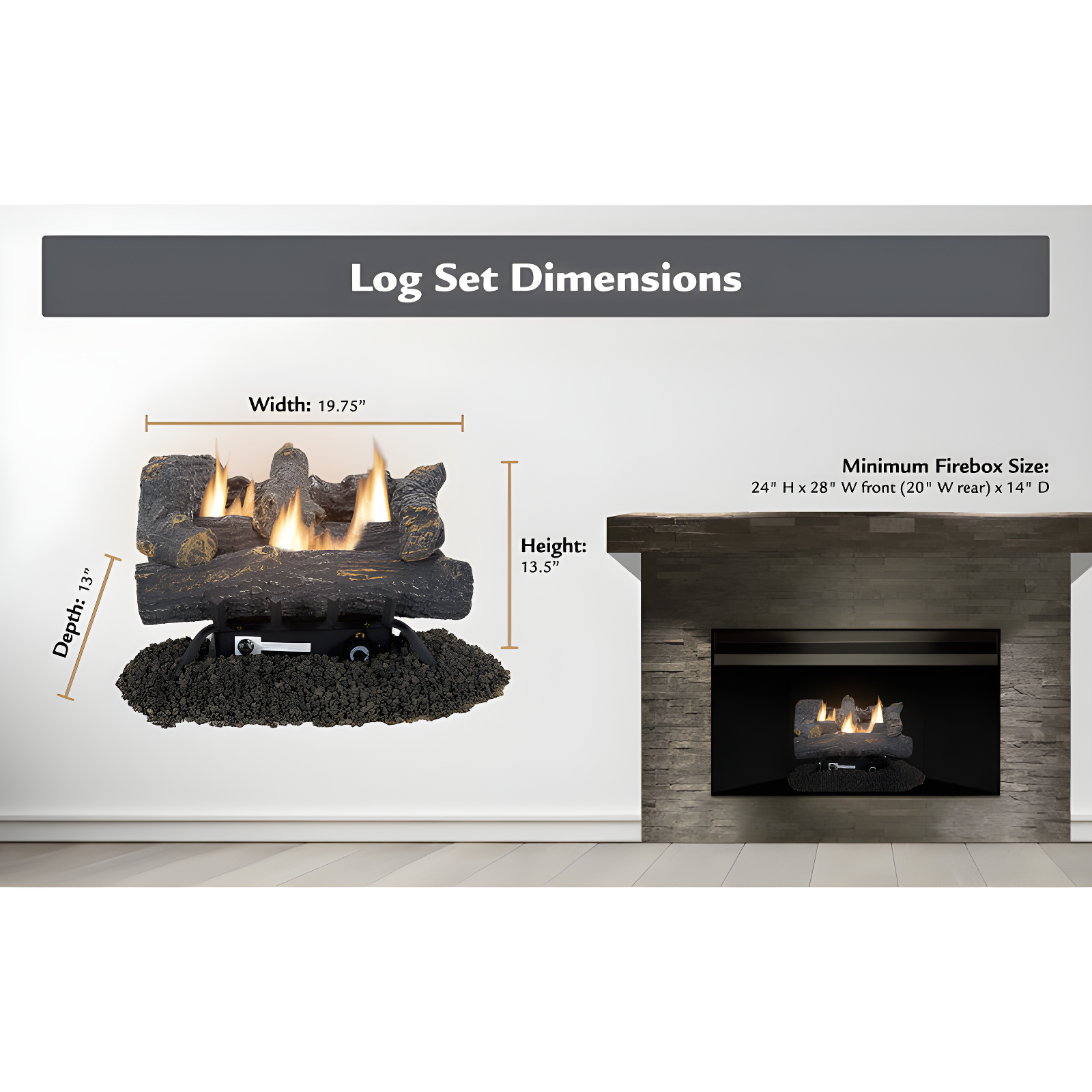 Pleasant Hearth Southern Oak Vent Free Gas Log Set 30,000 BTU's