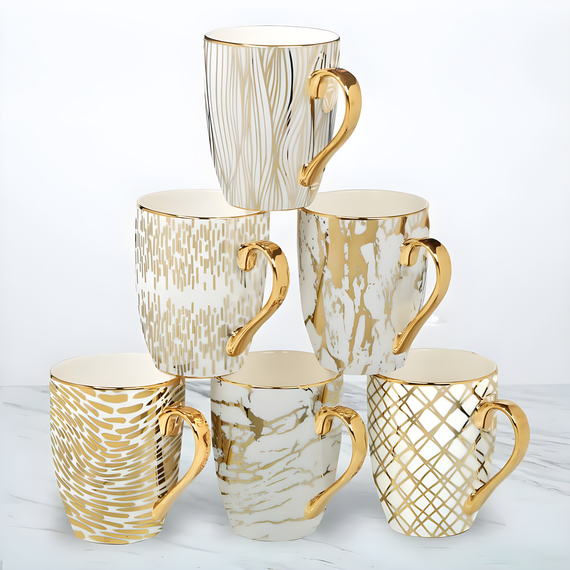Certified International Set Of 6 Gold Plated Mugs