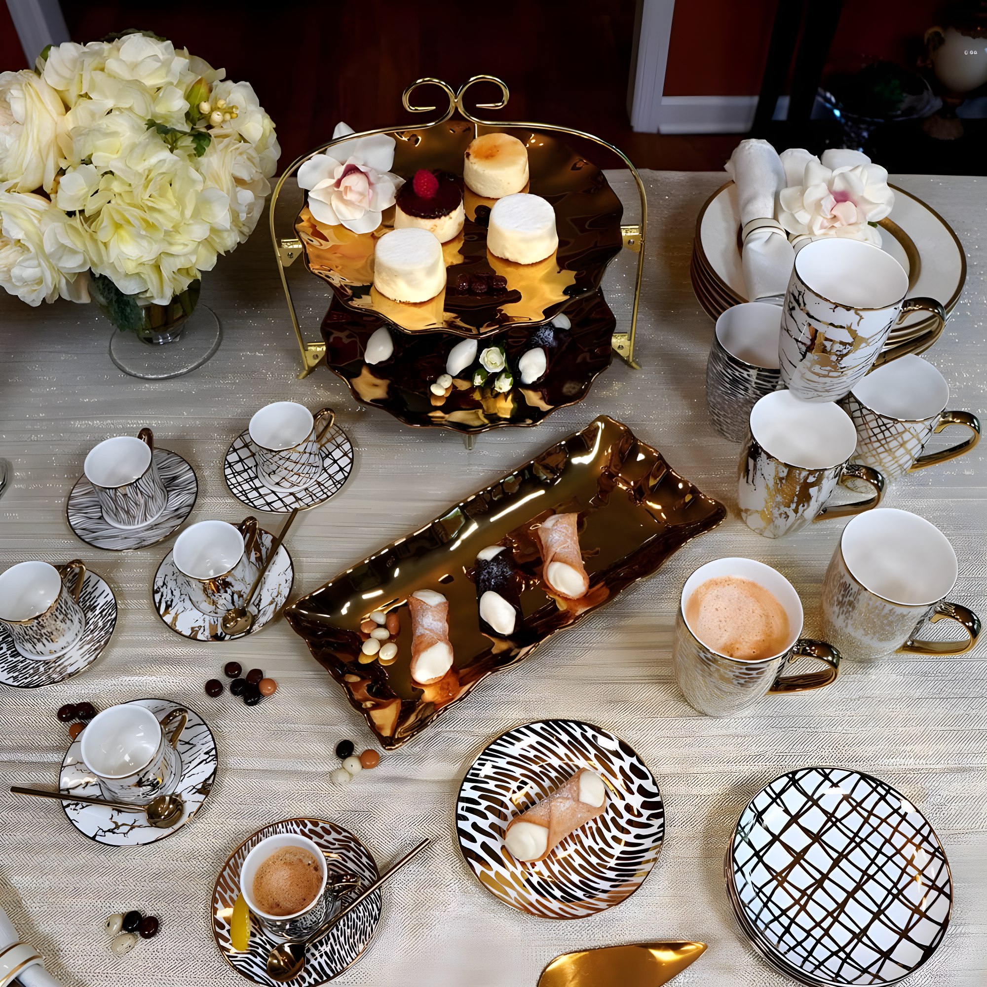 Certified International Set Of 6 Gold Plated Mugs