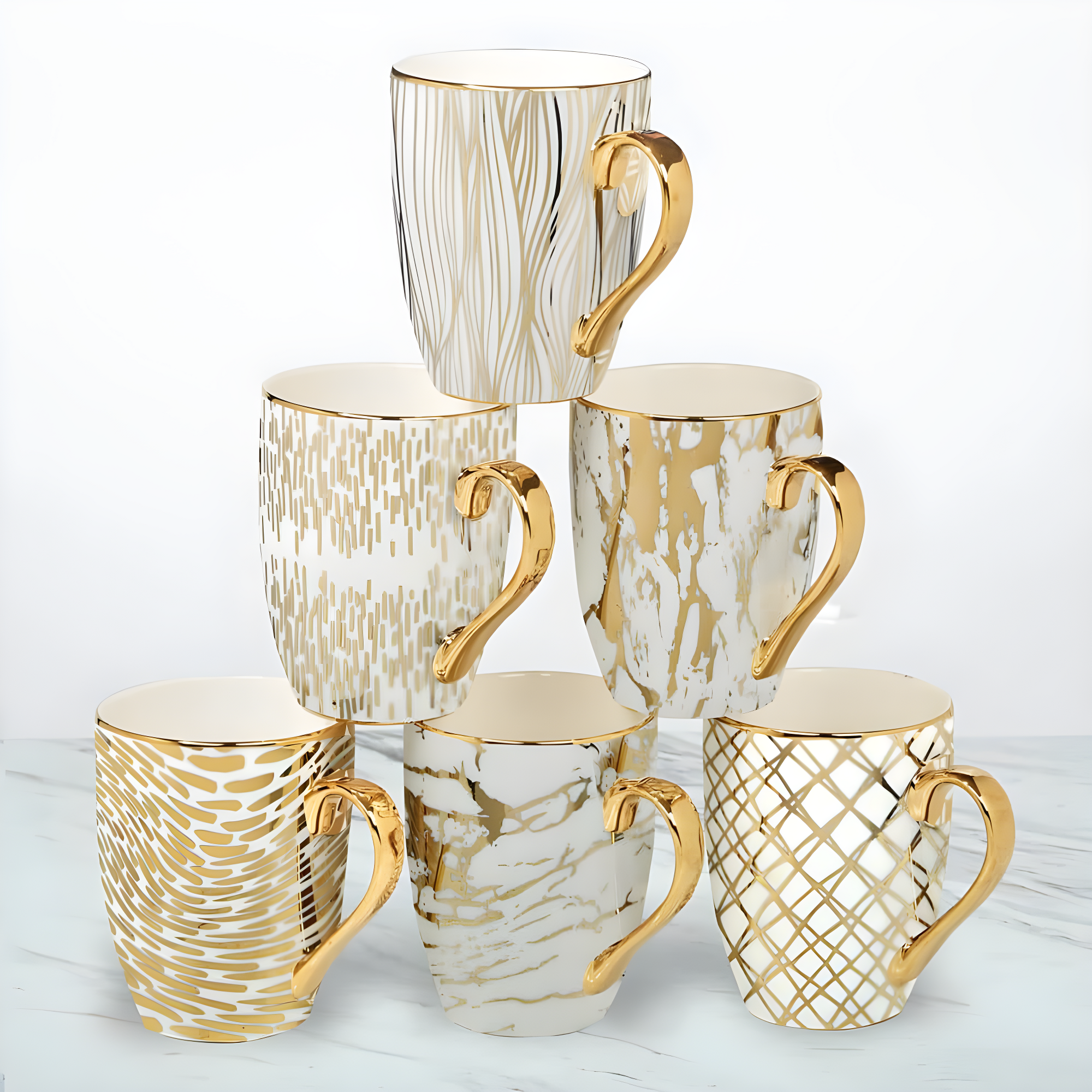 Certified International Set Of 6 Gold Plated Mugs