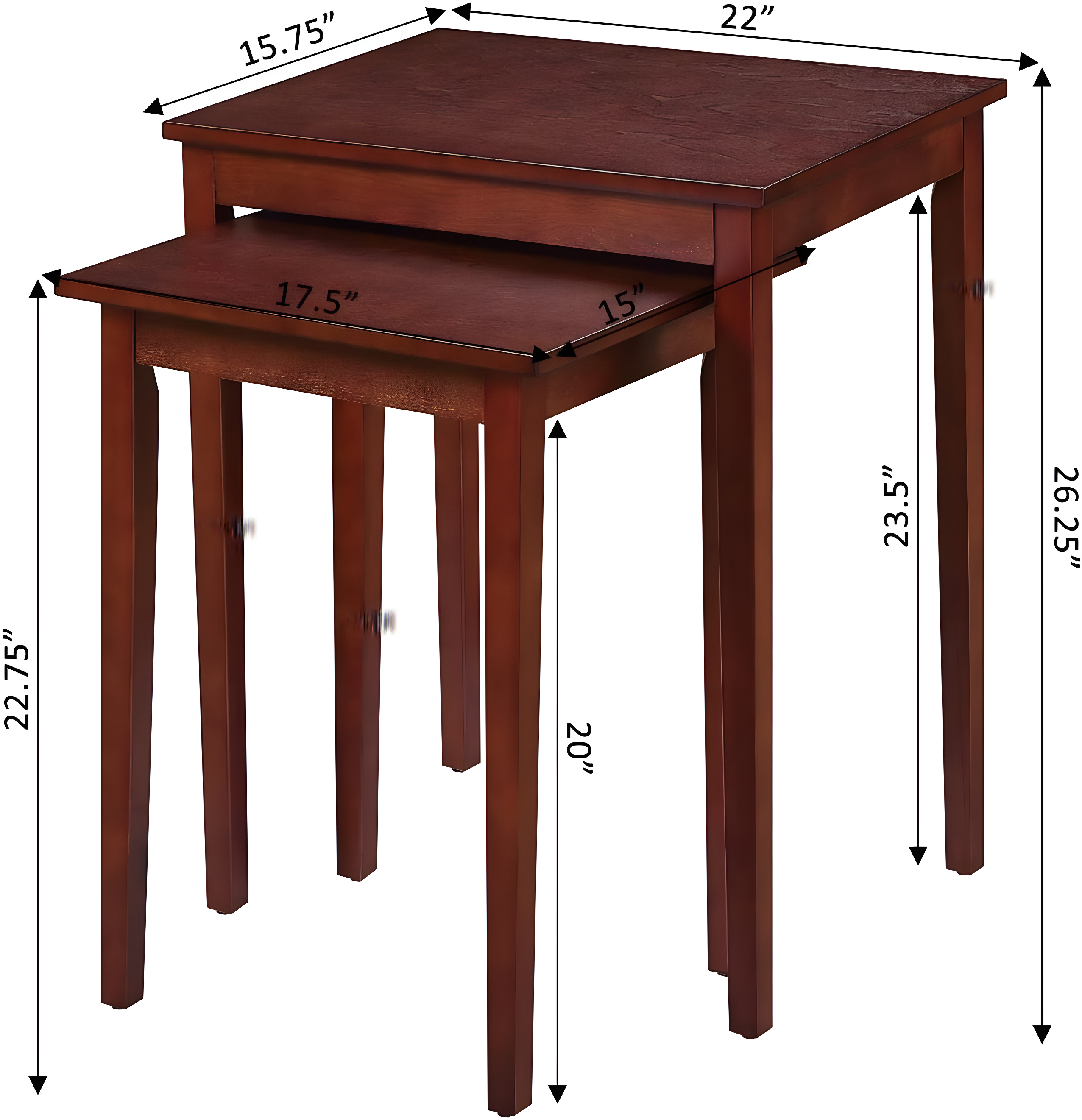 Convenience Concepts American Heritage Nesting End Tables, Mahogany