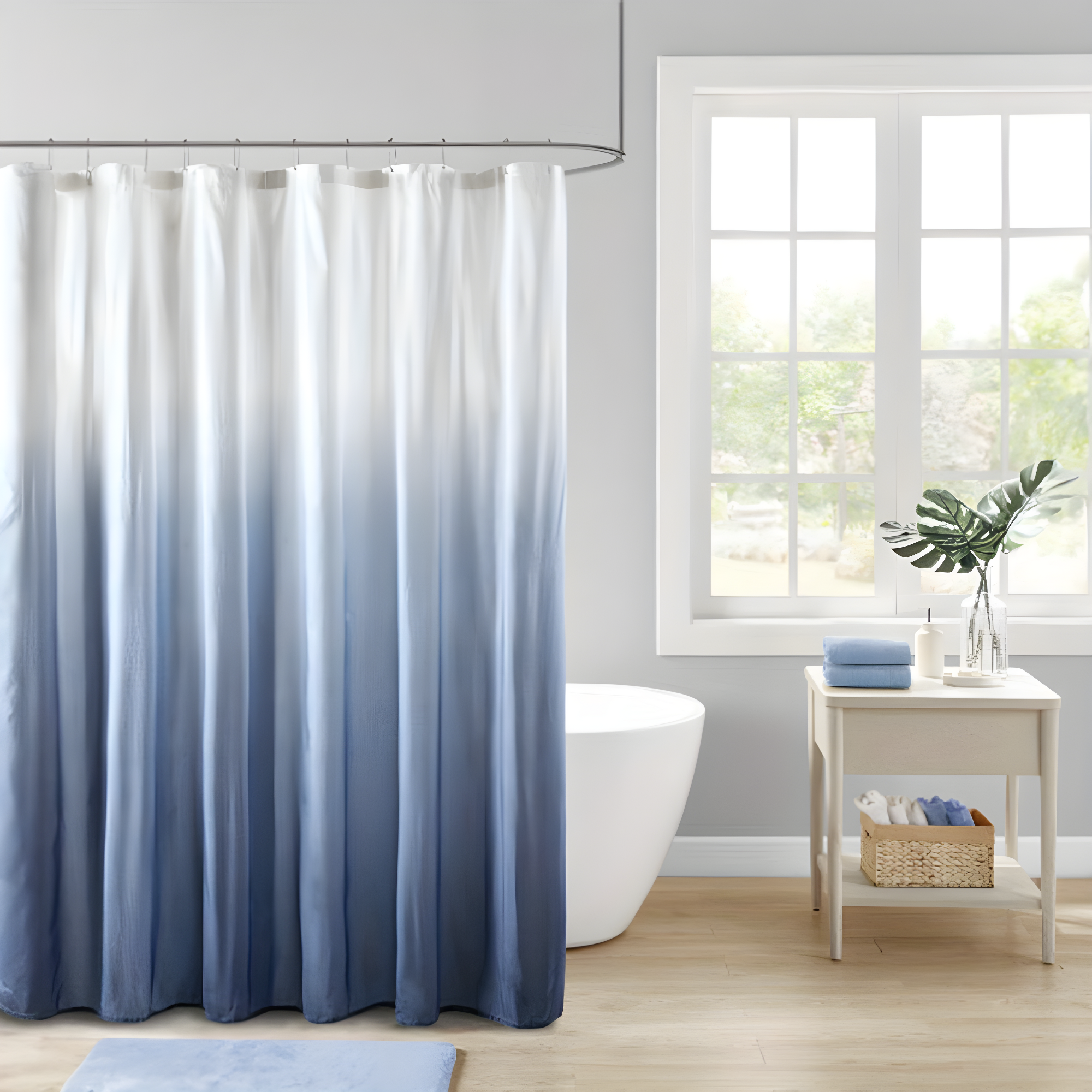 Madison Park Ara Ombre Printed Seersucker Single Shower Curtain