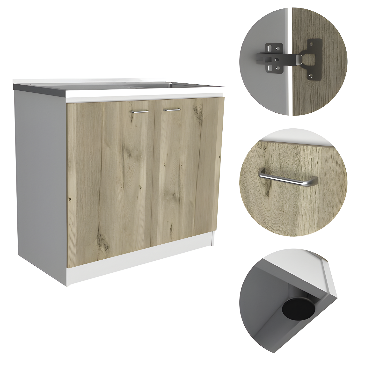 TUHOME Napoles Utility Sink Cabinet With Integrated Steel Sink