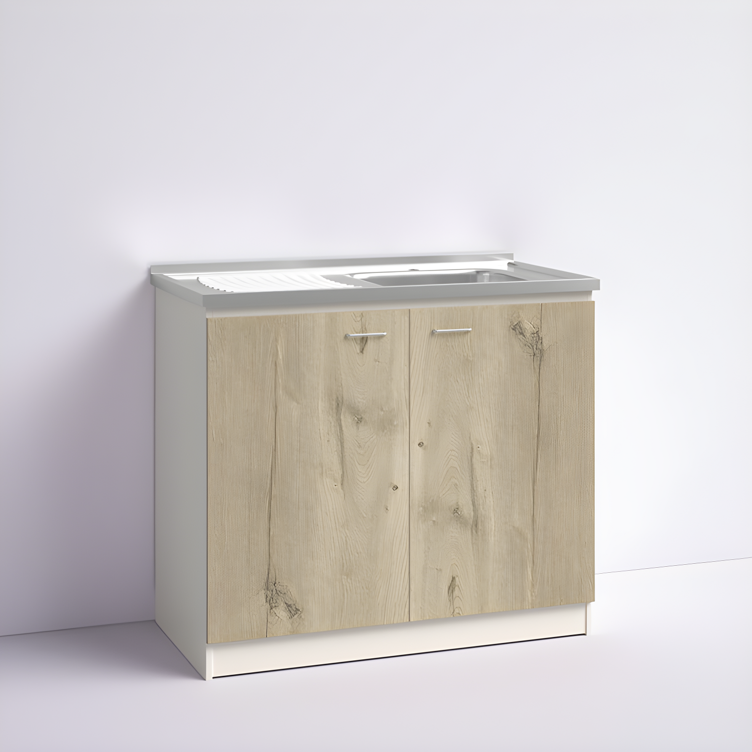 TUHOME Napoles Utility Sink Cabinet With Integrated Steel Sink