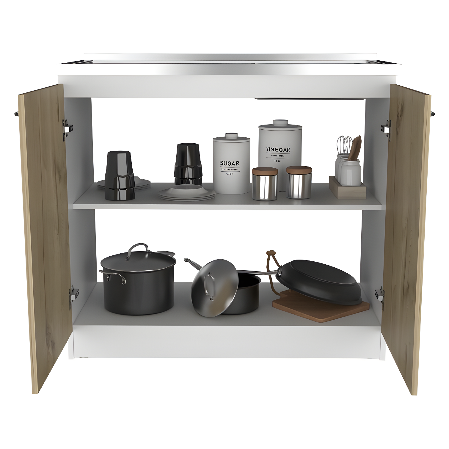 TUHOME Napoles Utility Sink Cabinet With Integrated Steel Sink