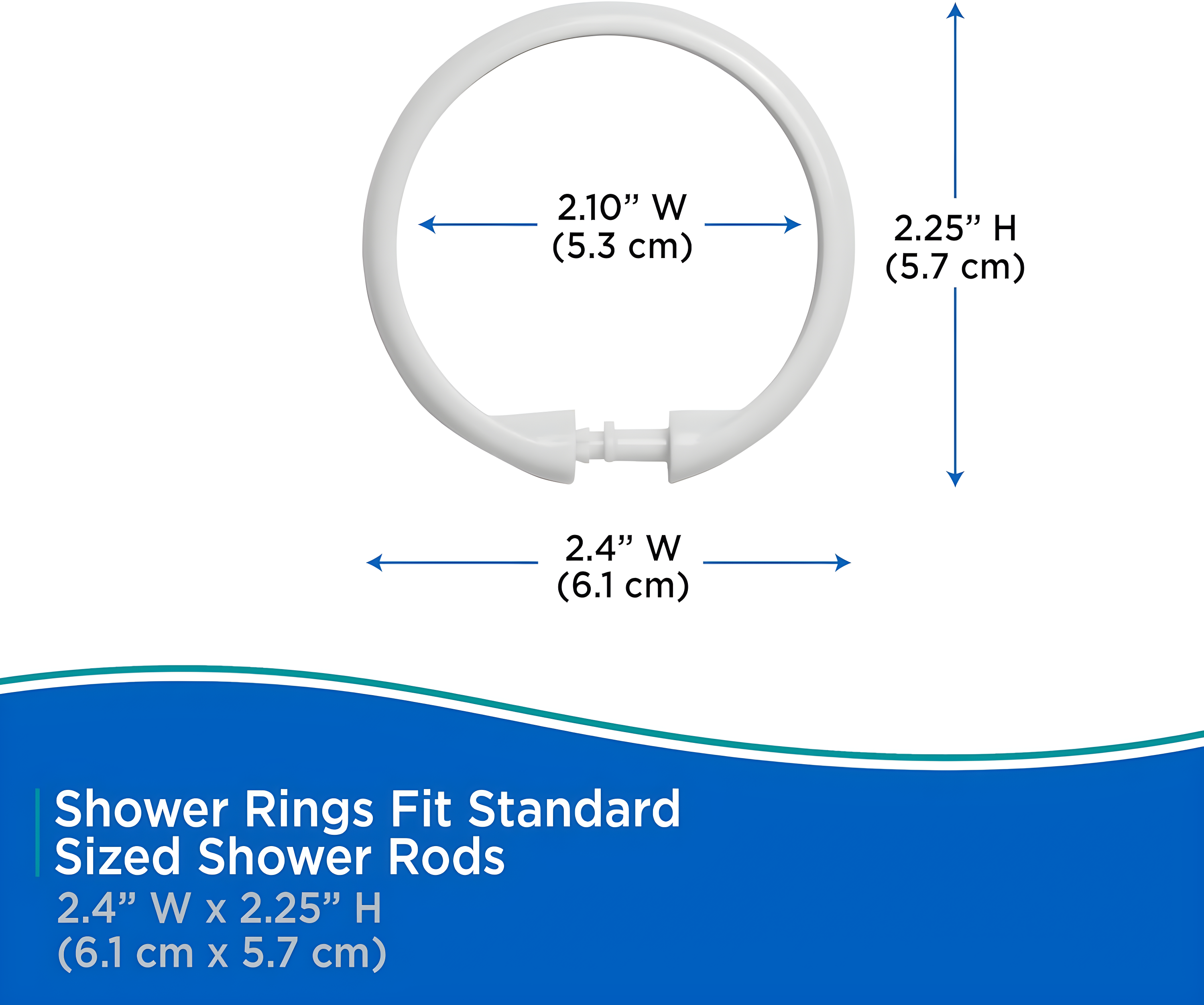 Kenney Rust-Proof Smooth Plastic Shower Curtain Rings, Set of 12, White