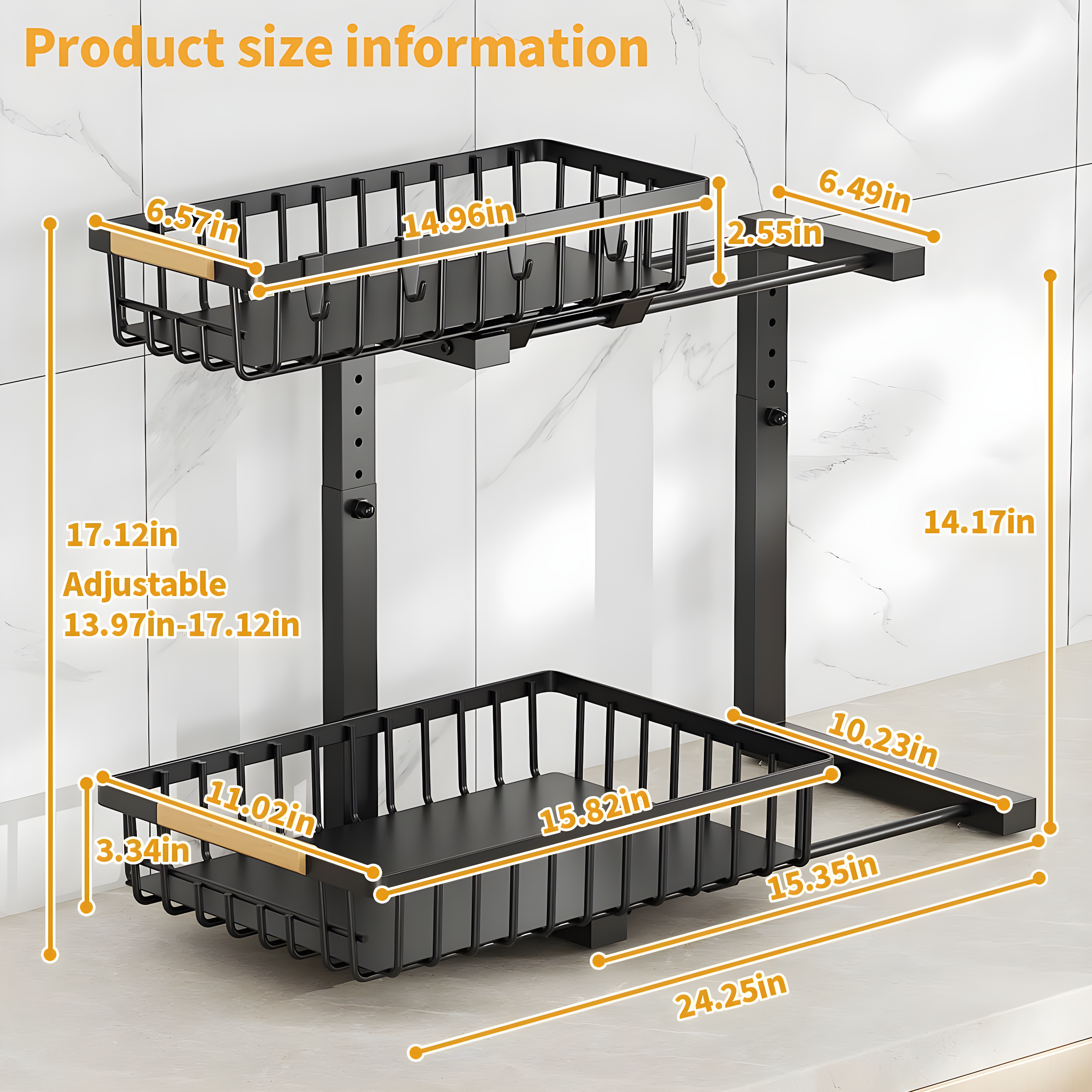Rebrilliant Under Sink Organizer, 2 Tier Under Sink Organizers And Storage, Metal Slide Out Pull Out Cabinet Organizer ,2 Pack Sliding Drawer Organizer For Kitchen Bathroom Pantry