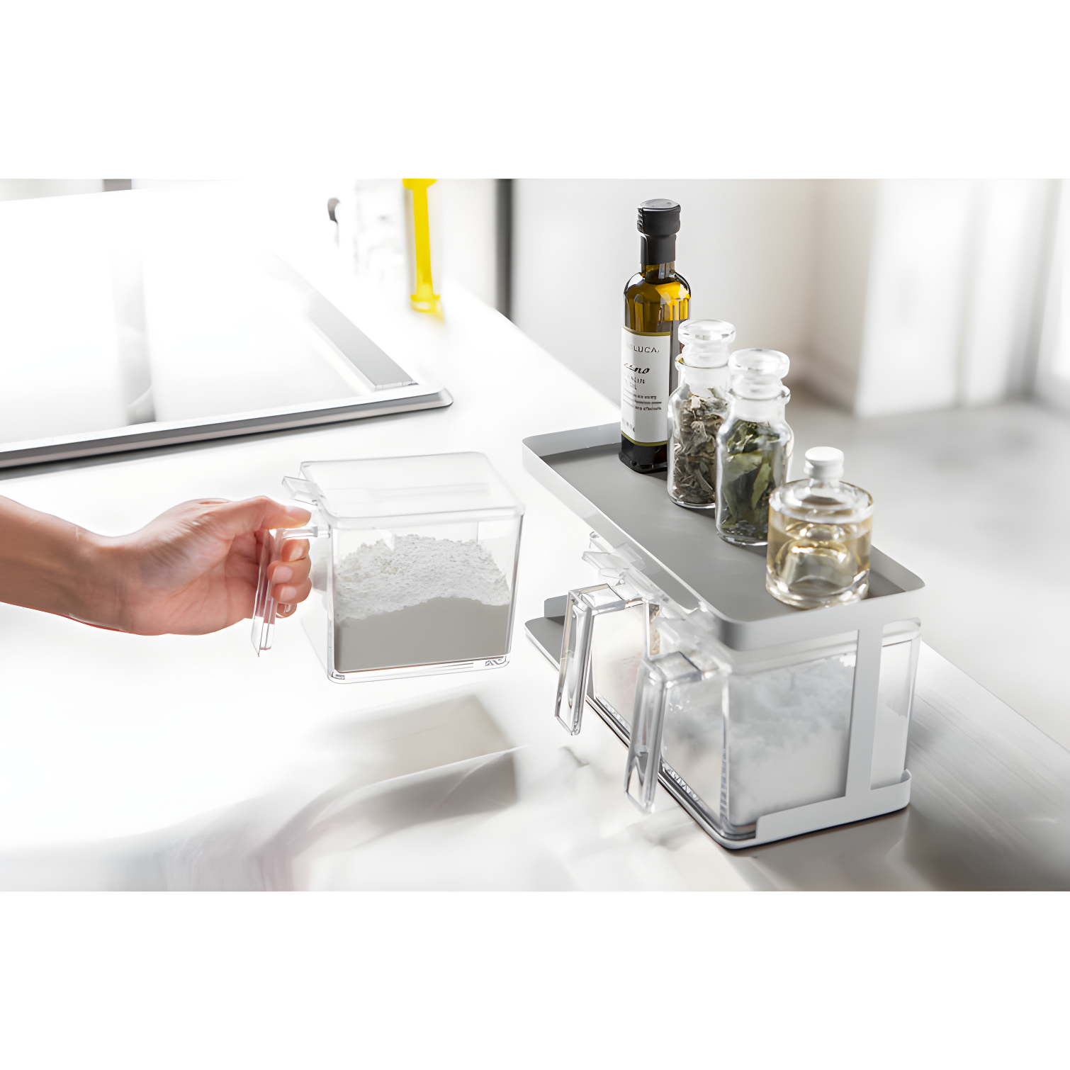 Yamazaki Home Tower Yamazaki Home Pantry Canisters With Rack, Kitchen Organizer, Triple, Steel + Plastic, Handles & Reviews | Wayfair