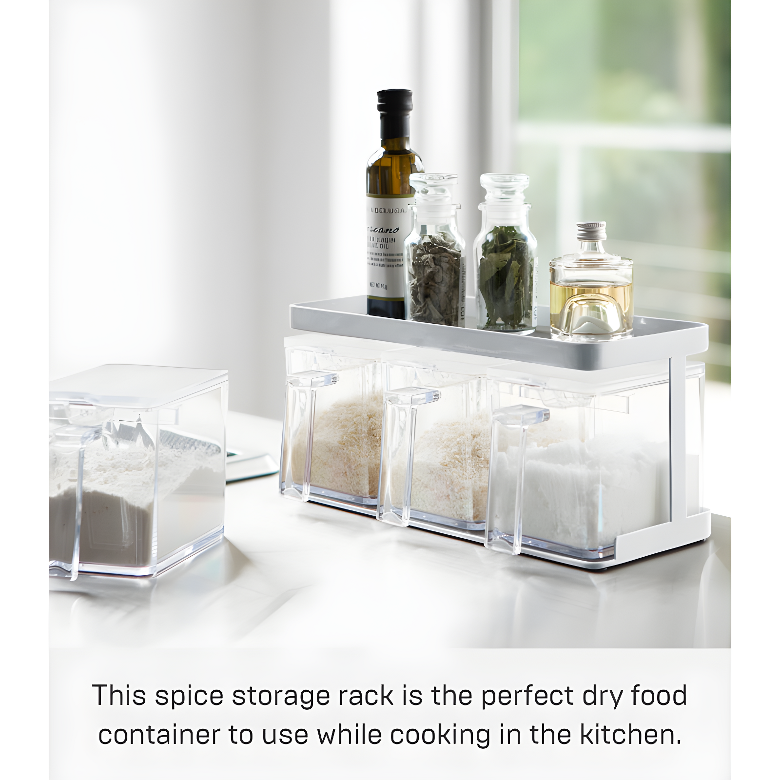Yamazaki Home Tower Yamazaki Home Pantry Canisters With Rack, Kitchen Organizer, Triple, Steel + Plastic, Handles & Reviews | Wayfair
