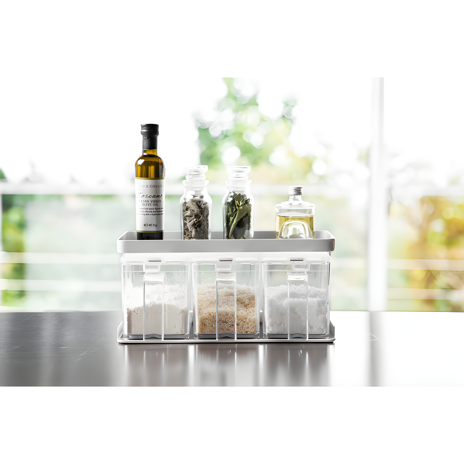 Yamazaki Home Tower Yamazaki Home Pantry Canisters With Rack, Kitchen Organizer, Triple, Steel + Plastic, Handles & Reviews | Wayfair