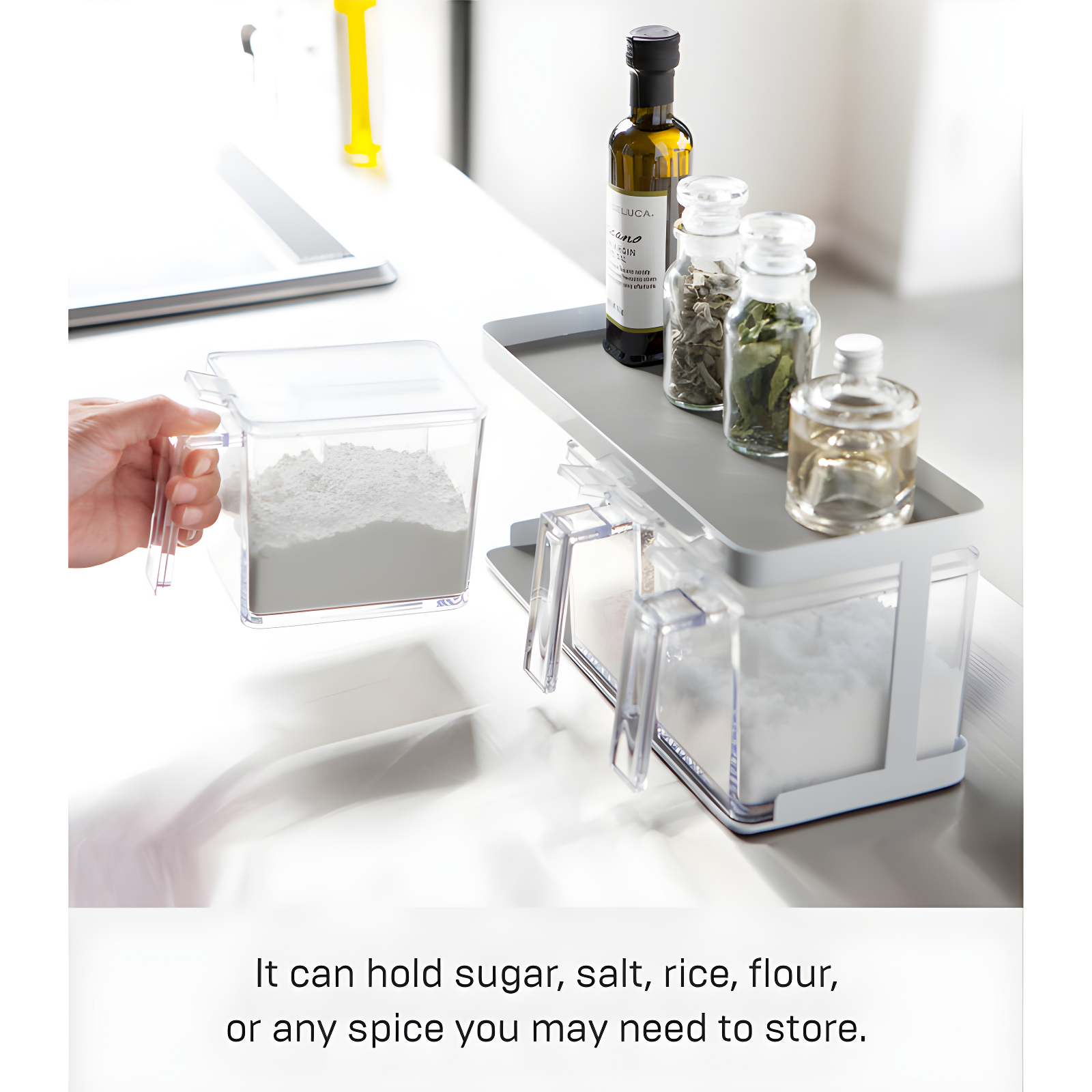 Yamazaki Home Tower Yamazaki Home Pantry Canisters With Rack, Kitchen Organizer, Triple, Steel + Plastic, Handles & Reviews | Wayfair
