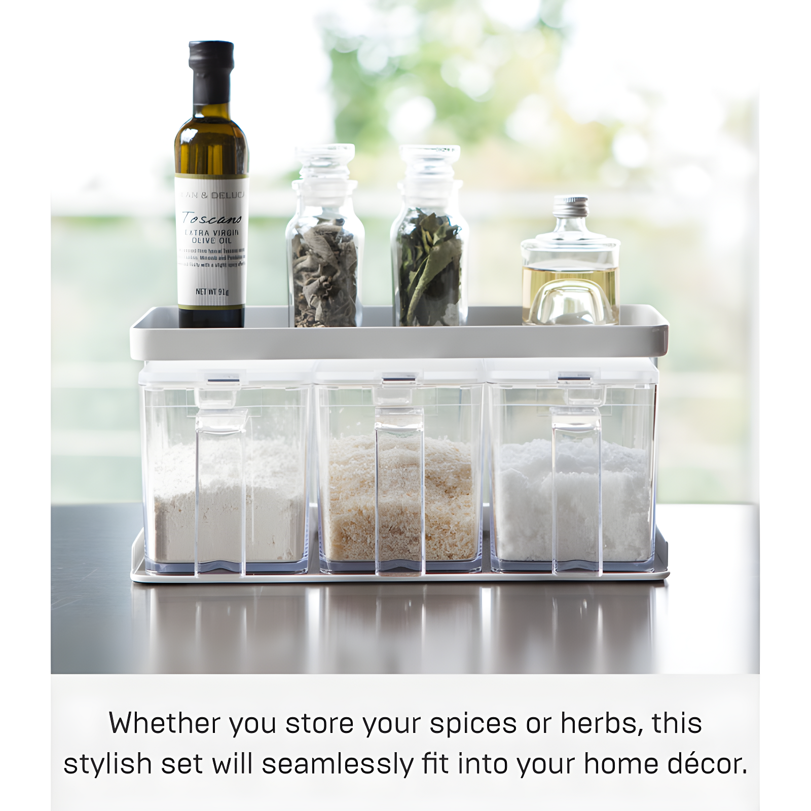Yamazaki Home Tower Yamazaki Home Pantry Canisters With Rack, Kitchen Organizer, Triple, Steel + Plastic, Handles & Reviews | Wayfair