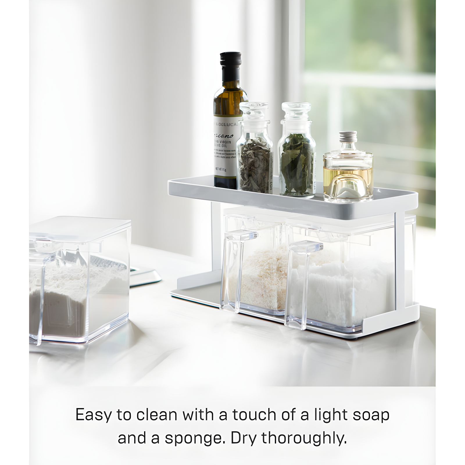 Yamazaki Home Tower Yamazaki Home Pantry Canisters With Rack, Kitchen Organizer, Triple, Steel + Plastic, Handles & Reviews | Wayfair