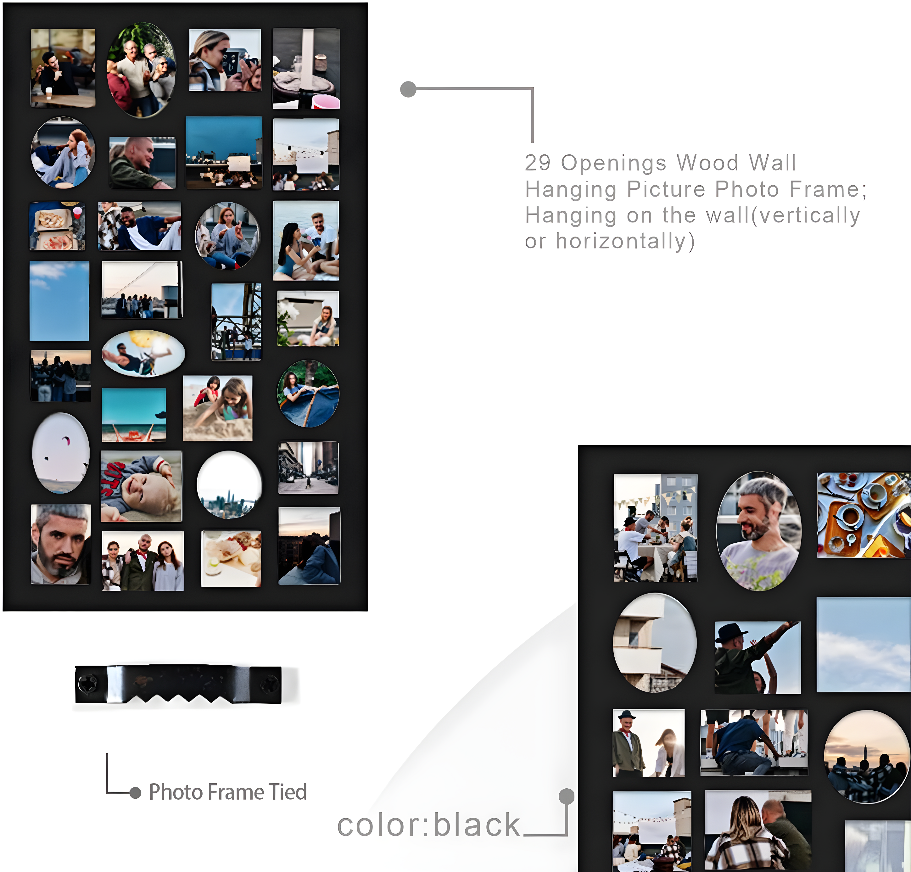 Adeco Trading Black Solid + Manufactured Wood Picture Frame