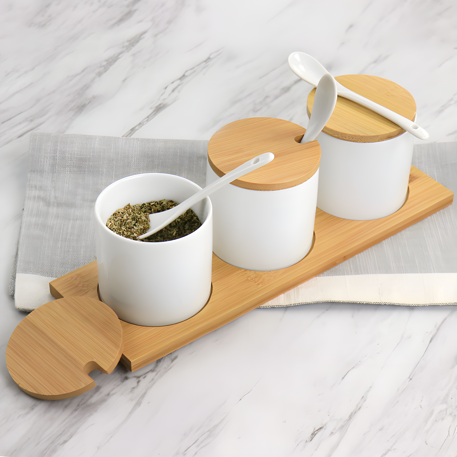 Gibson Elite Gibson Elite Gracious Dining 10 Piece Fine Ceramic Condiment Jars Serving Set In White