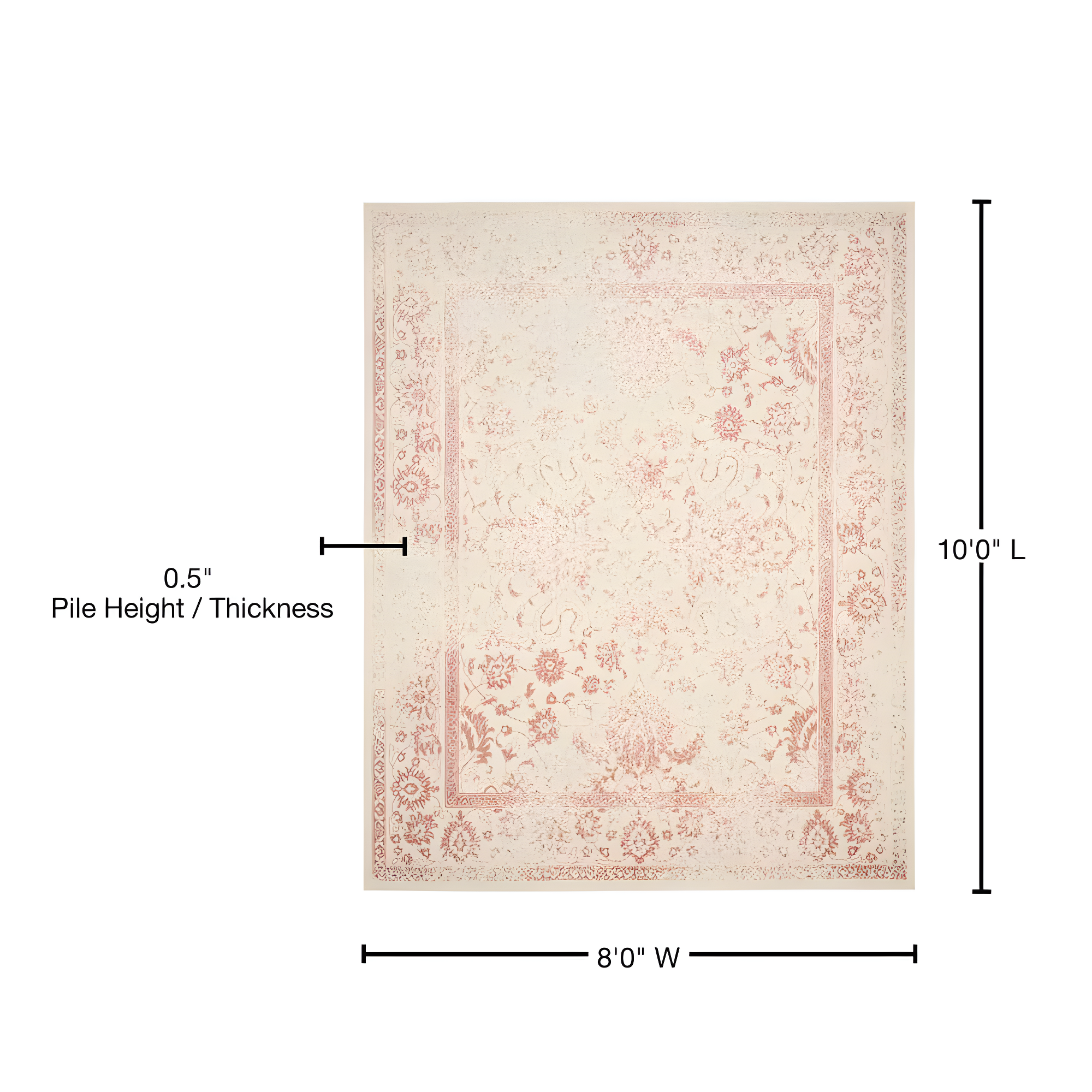 Adirondack ADR109 Machine Made Indoor Area Rug - Ivory/Rose - 8'x10' - Safavieh