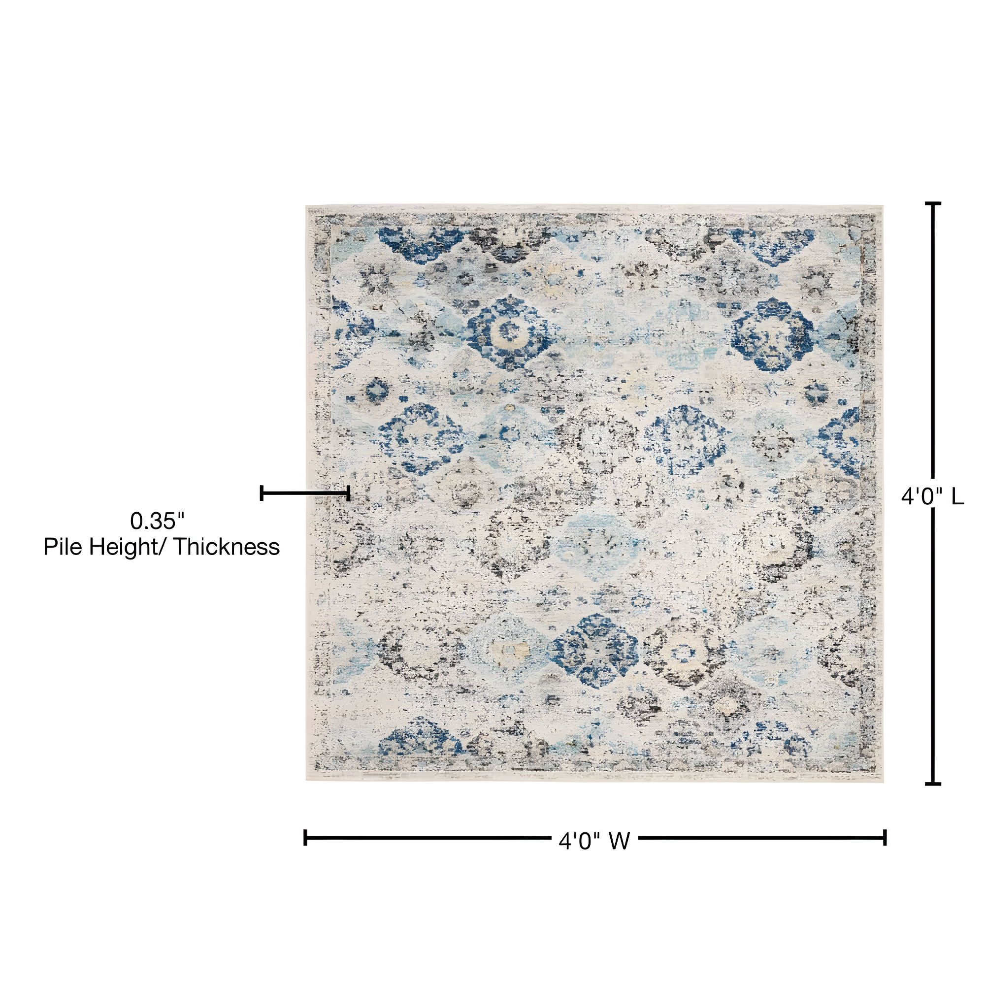 Madison MAD611 Power Loomed Indoor Area Rug - Ivory/Aqua - 4'x4' - Safavieh