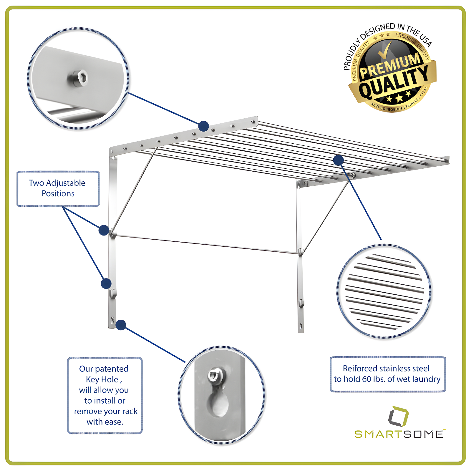 Rebrilliant Stainless Steel Foldable Wall Mounted Drying Rack