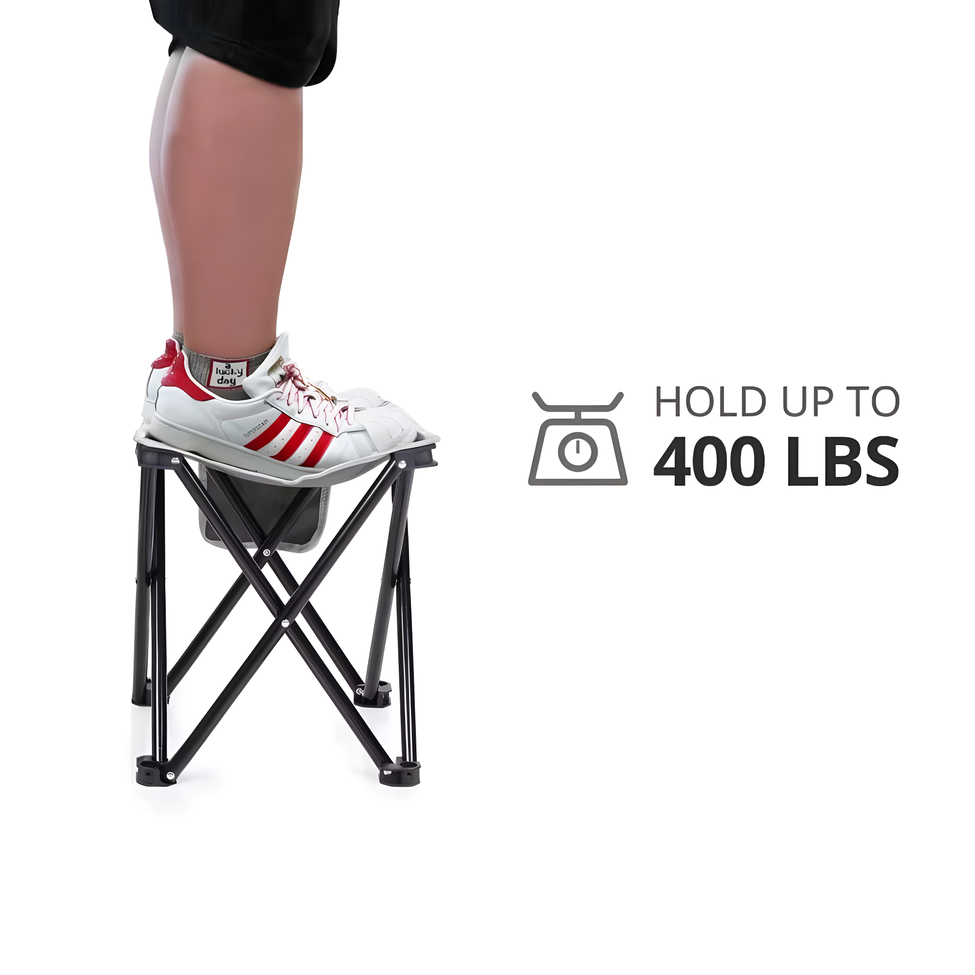 2pcs Portable Camping Stools with Package Bags, Reinforced Steel Frame Side Storage Pocket Anti-Slid Leg Pad for Outdoor Walking Hiking Fishing Portable Folding Chair, Gray 12.5x12.5x13.8inch