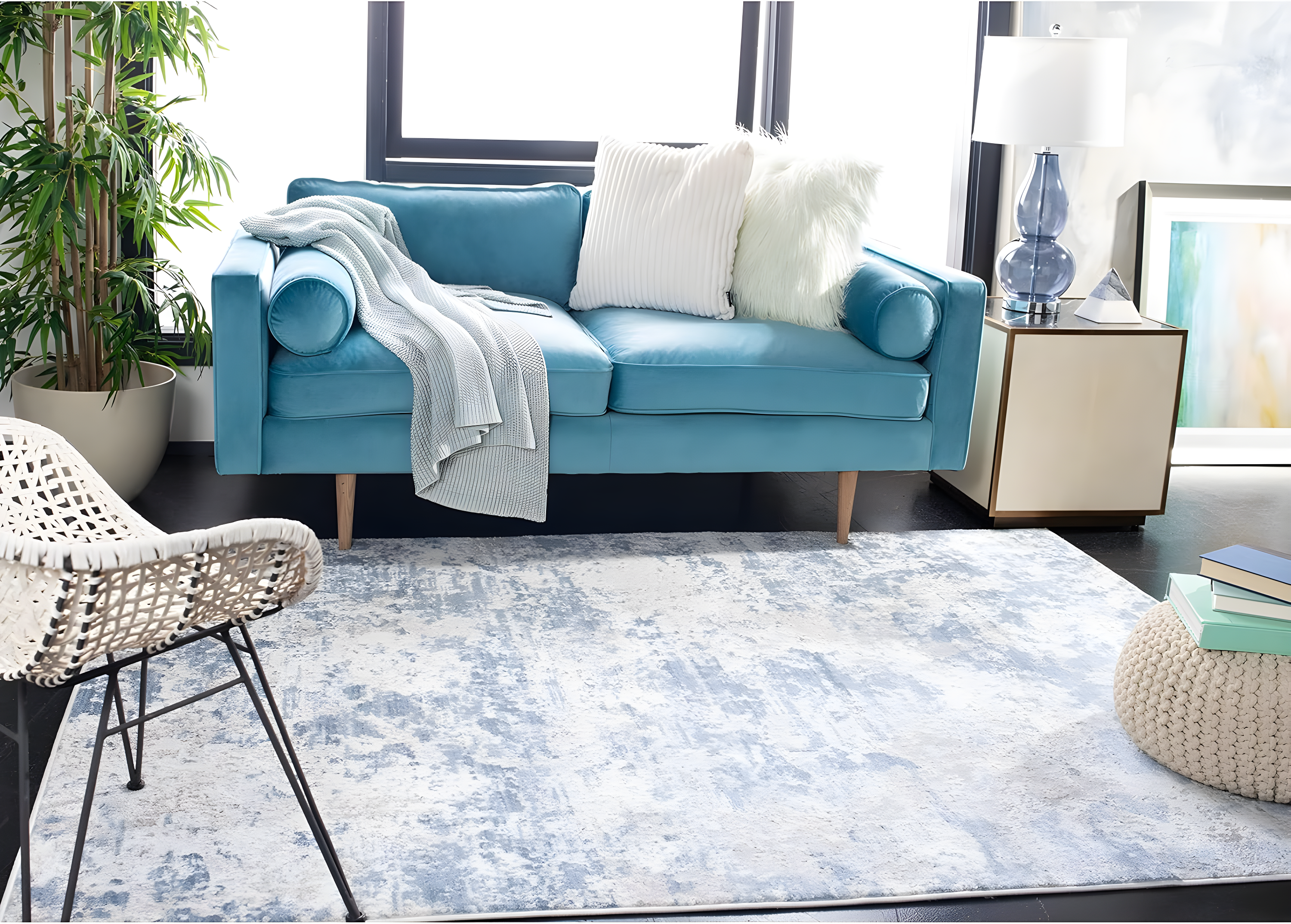 Amelia ALA705 Power Loomed Area Rug - Navy/Grey - 6'7"x6'7" - Safavieh.