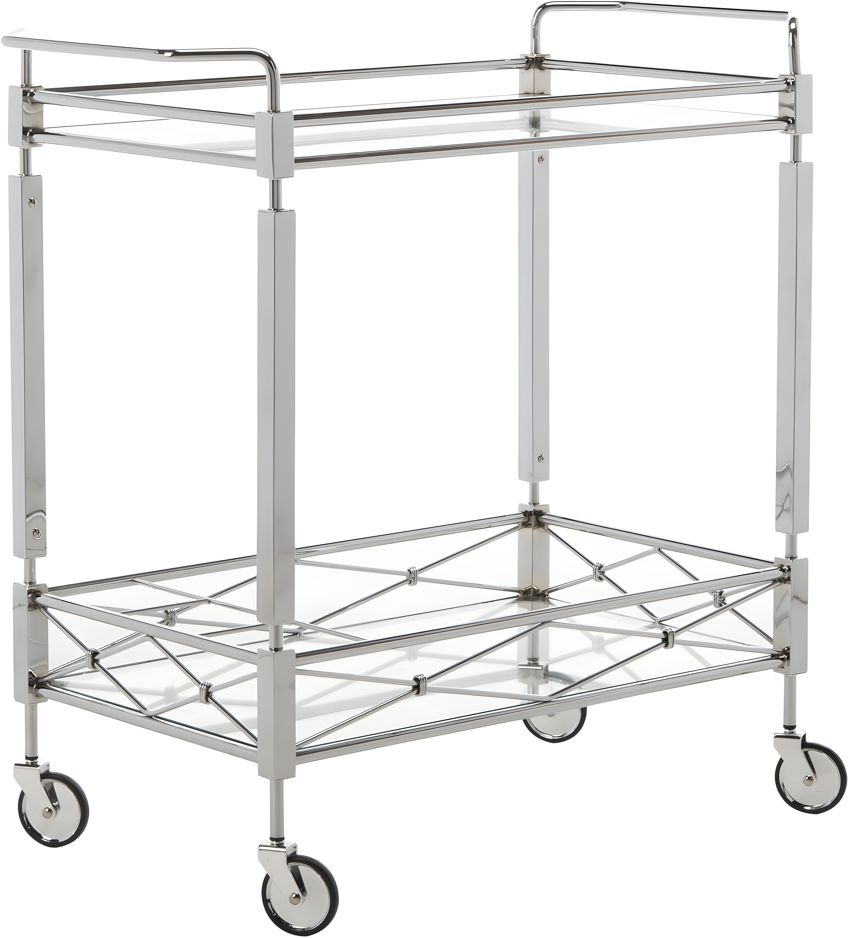 Ingrid 2 Tier Bar Cart - BCT8000A - Chrome/Glass - Safavieh