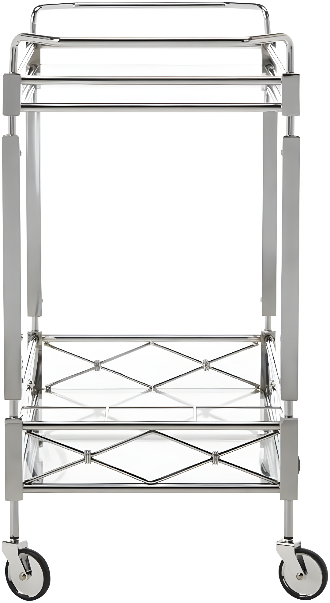 Ingrid 2 Tier Bar Cart - BCT8000A - Chrome/Glass - Safavieh