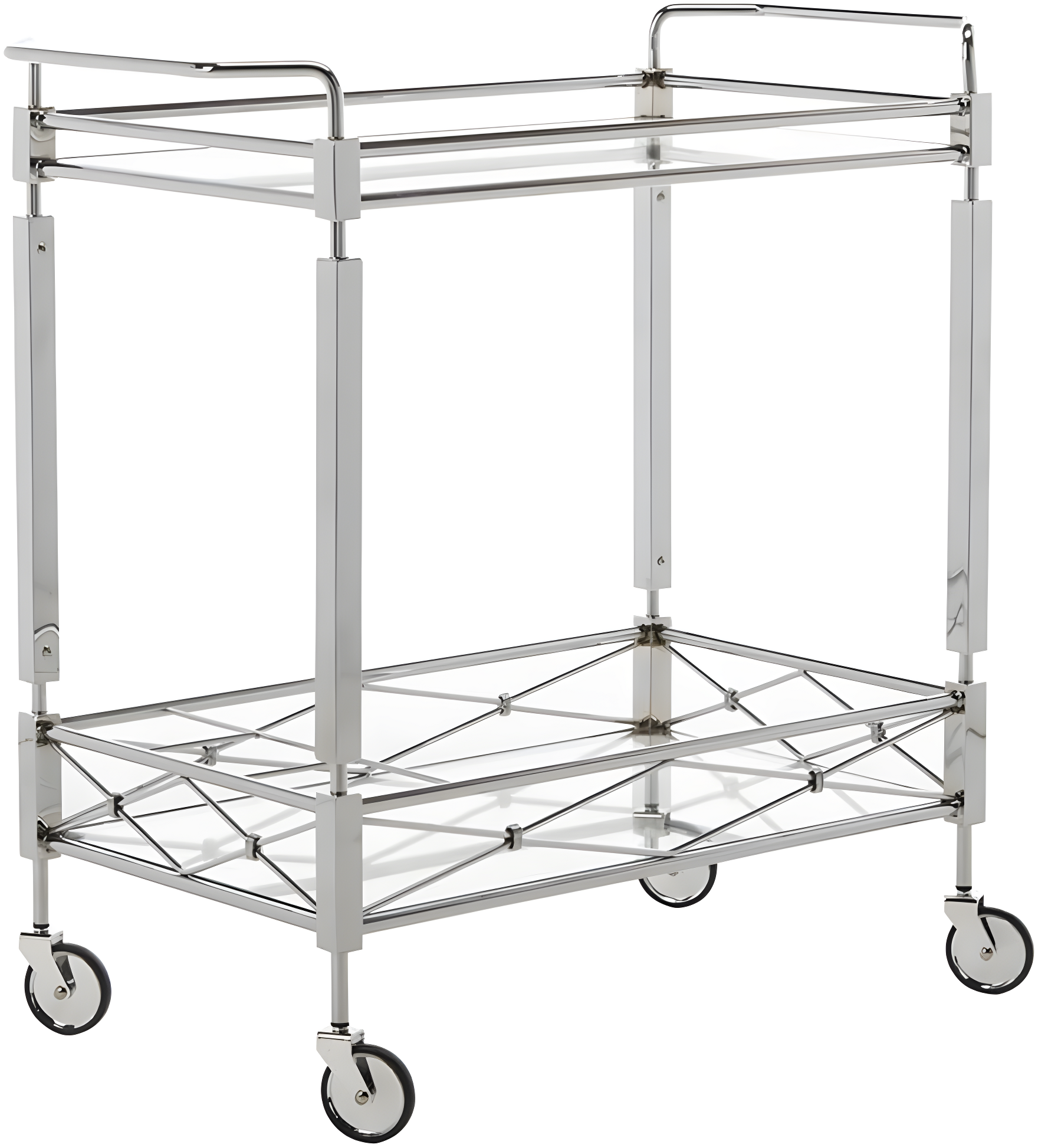 Ingrid 2 Tier Bar Cart - BCT8000A - Chrome/Glass - Safavieh