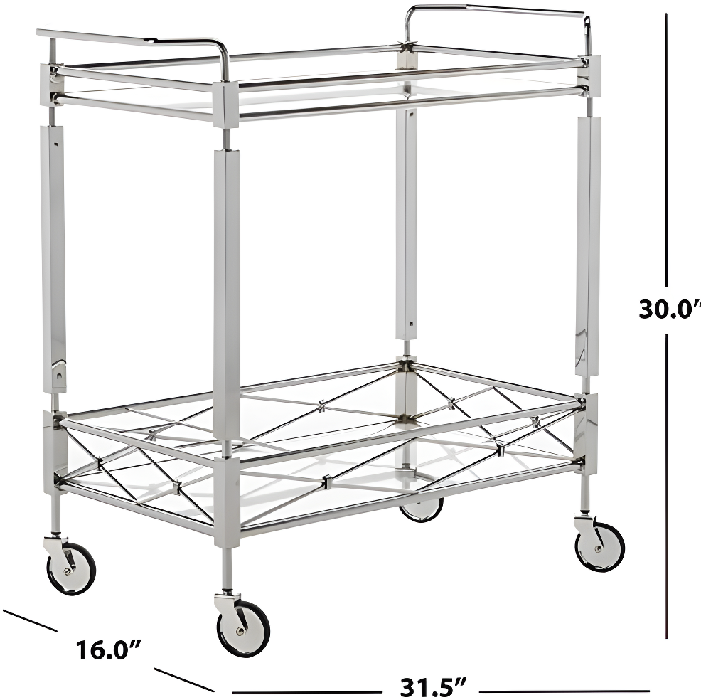 Ingrid 2 Tier Bar Cart - BCT8000A - Chrome/Glass - Safavieh