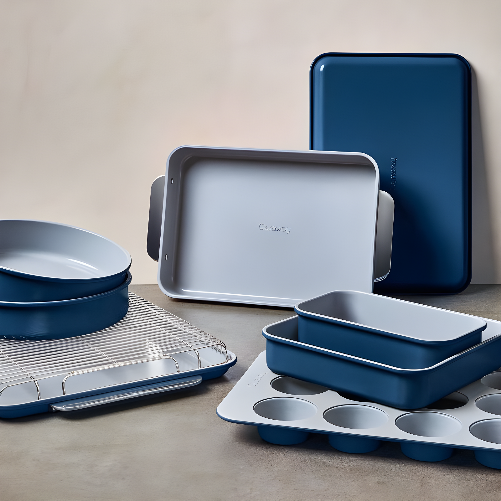 Caraway Navy Non-Toxic Ceramic Non-Stick Mini 5-Piece Bakeware Set