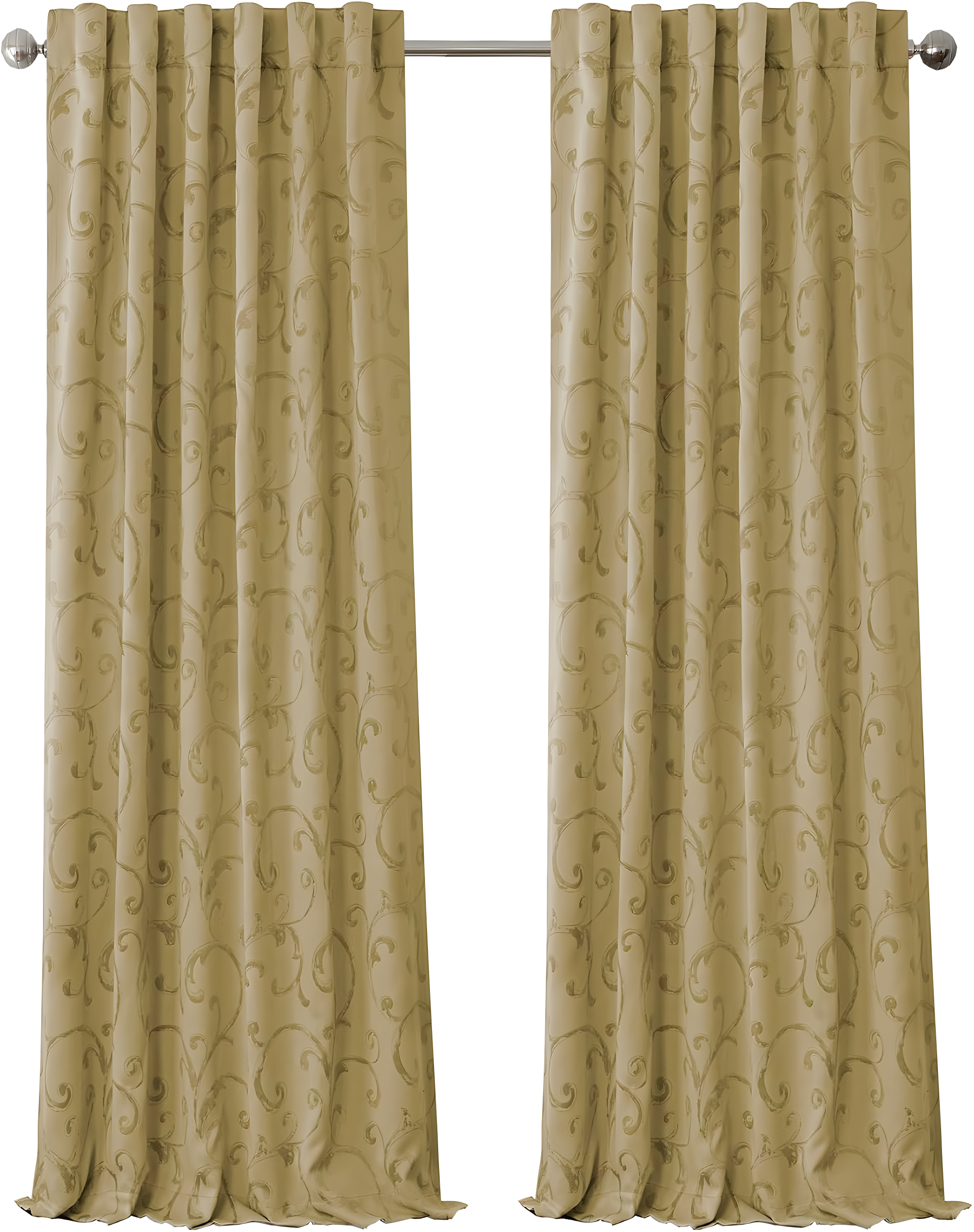 Mia Jacquard Scroll Blackout Window Curtain Panel - 52" x 95" - Gold - Elrene Home Fashions