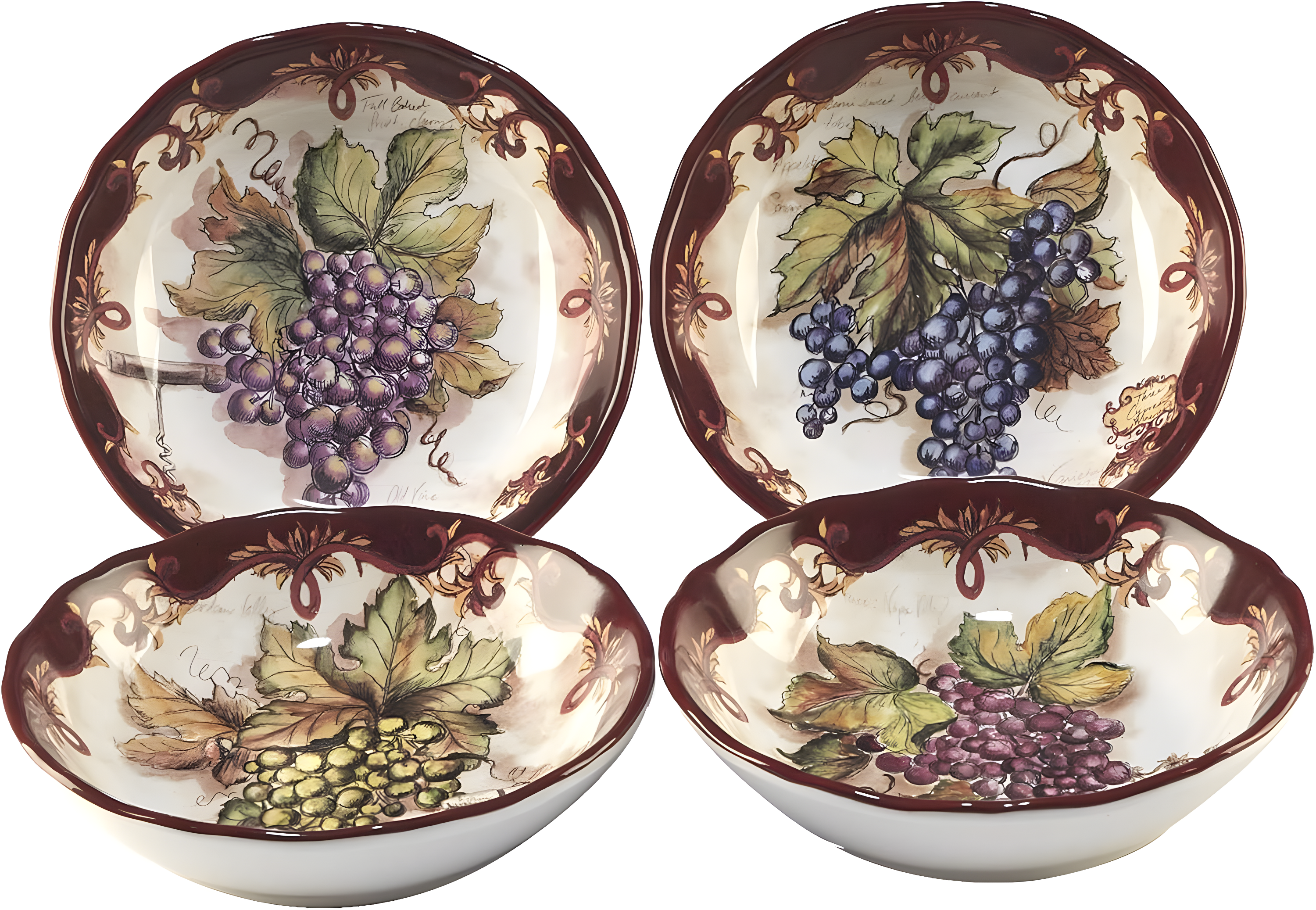 Certified International  Vintners Journal Soup/Pasta Bowls (Set of 4)