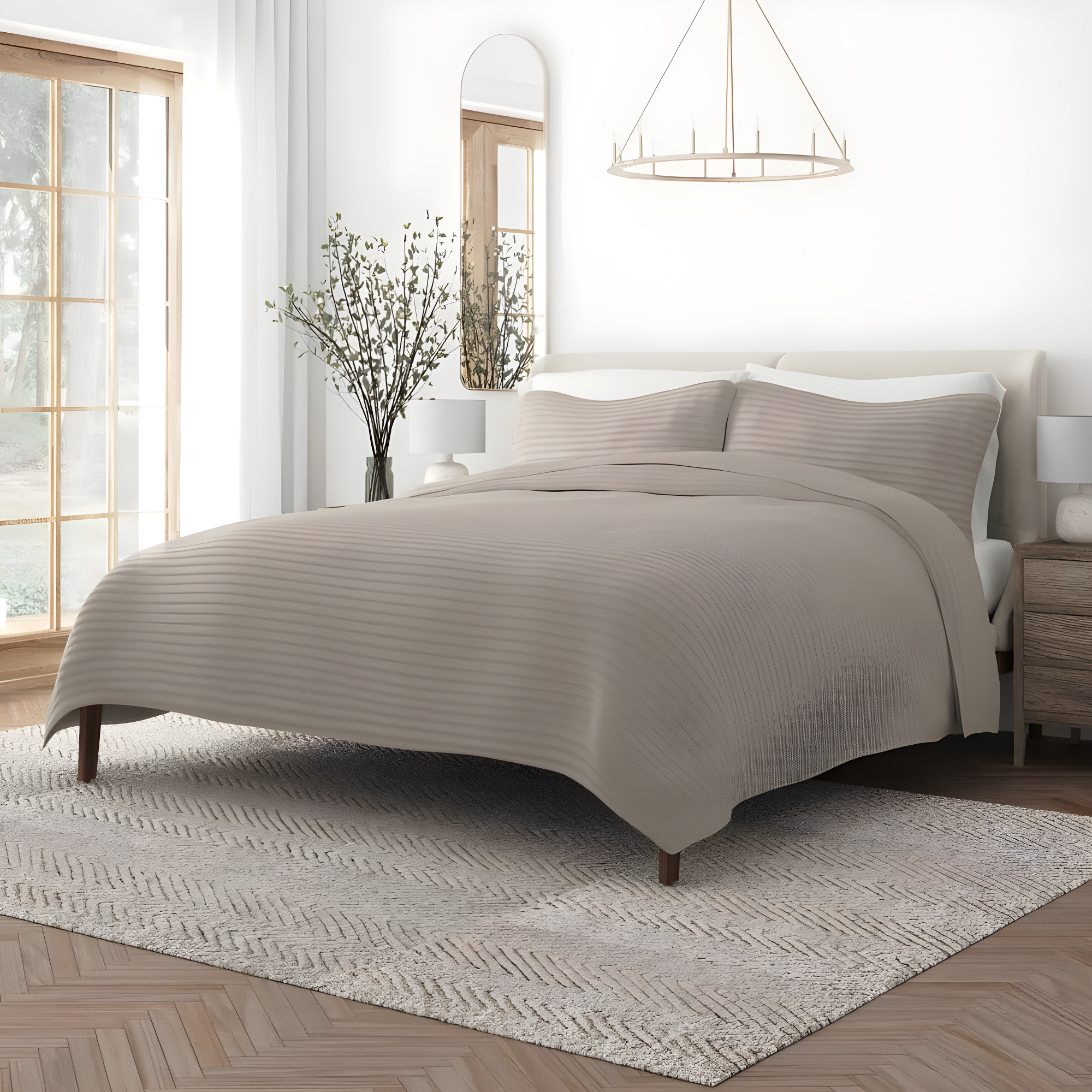 Becky Cameron Lightweight All Season Stripe Stitch Quilt Set with Shams