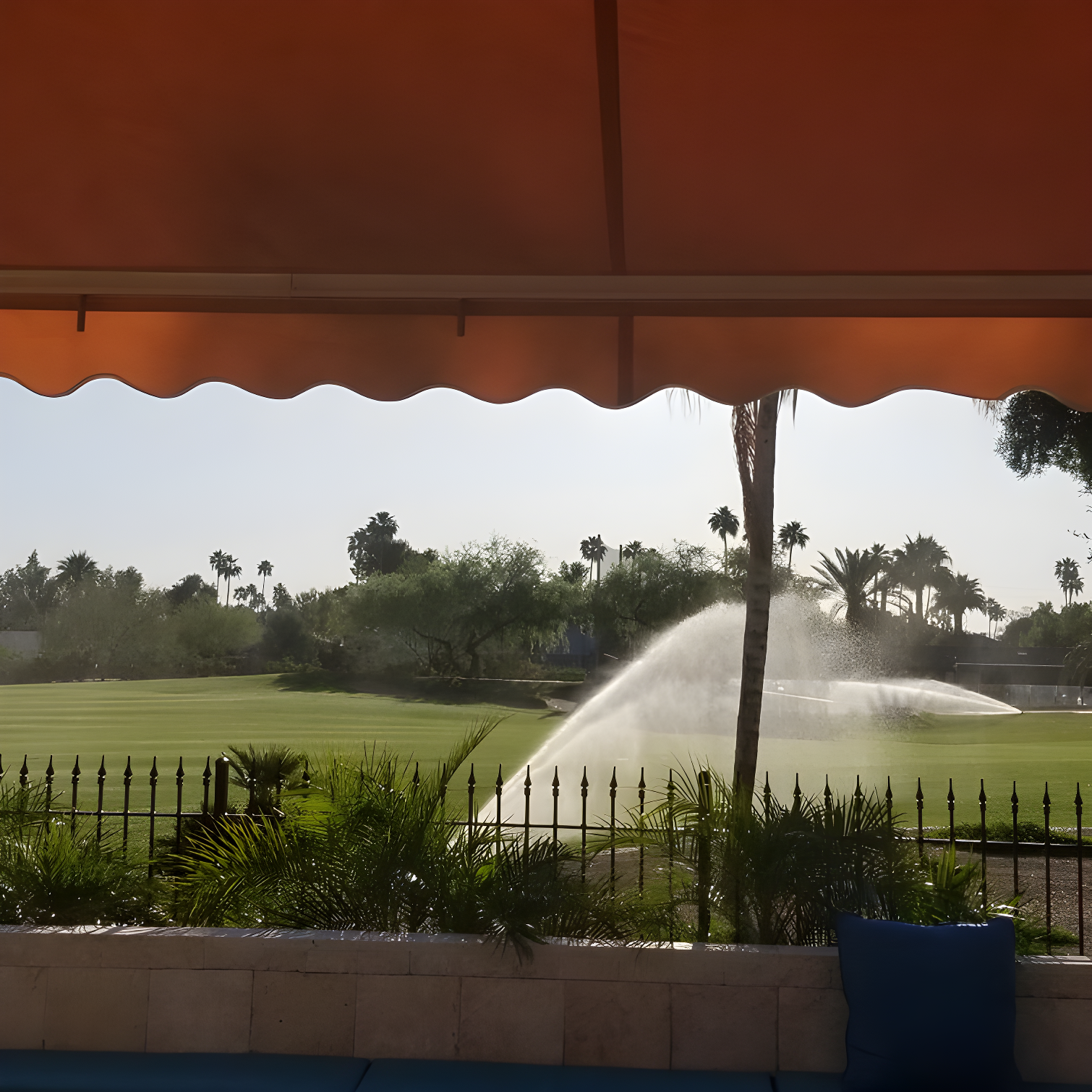 Motorized Retractable White Frame Patio Awning