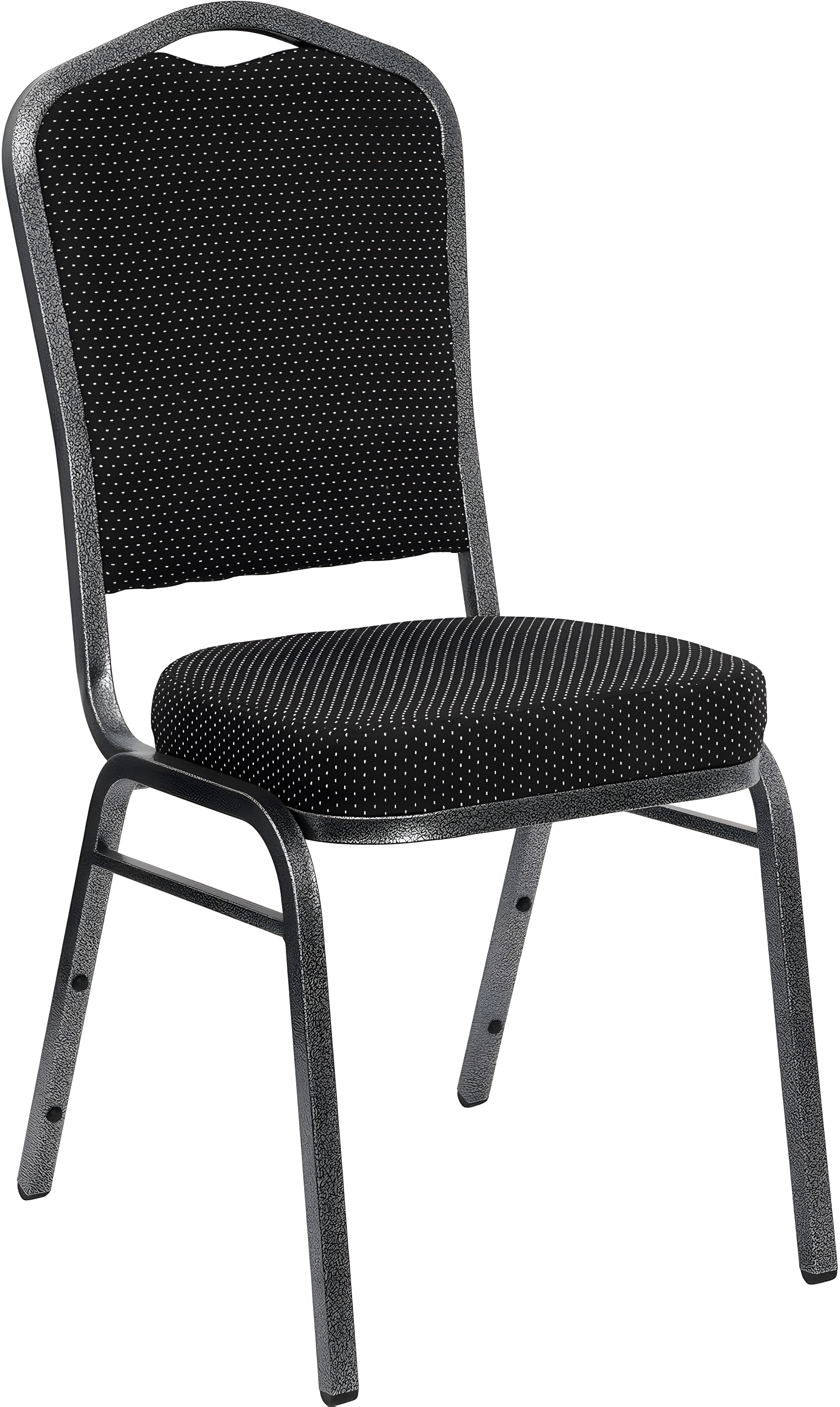 Black Diamond Fabric and Silver Vein Steel Stacking Banquet Chair