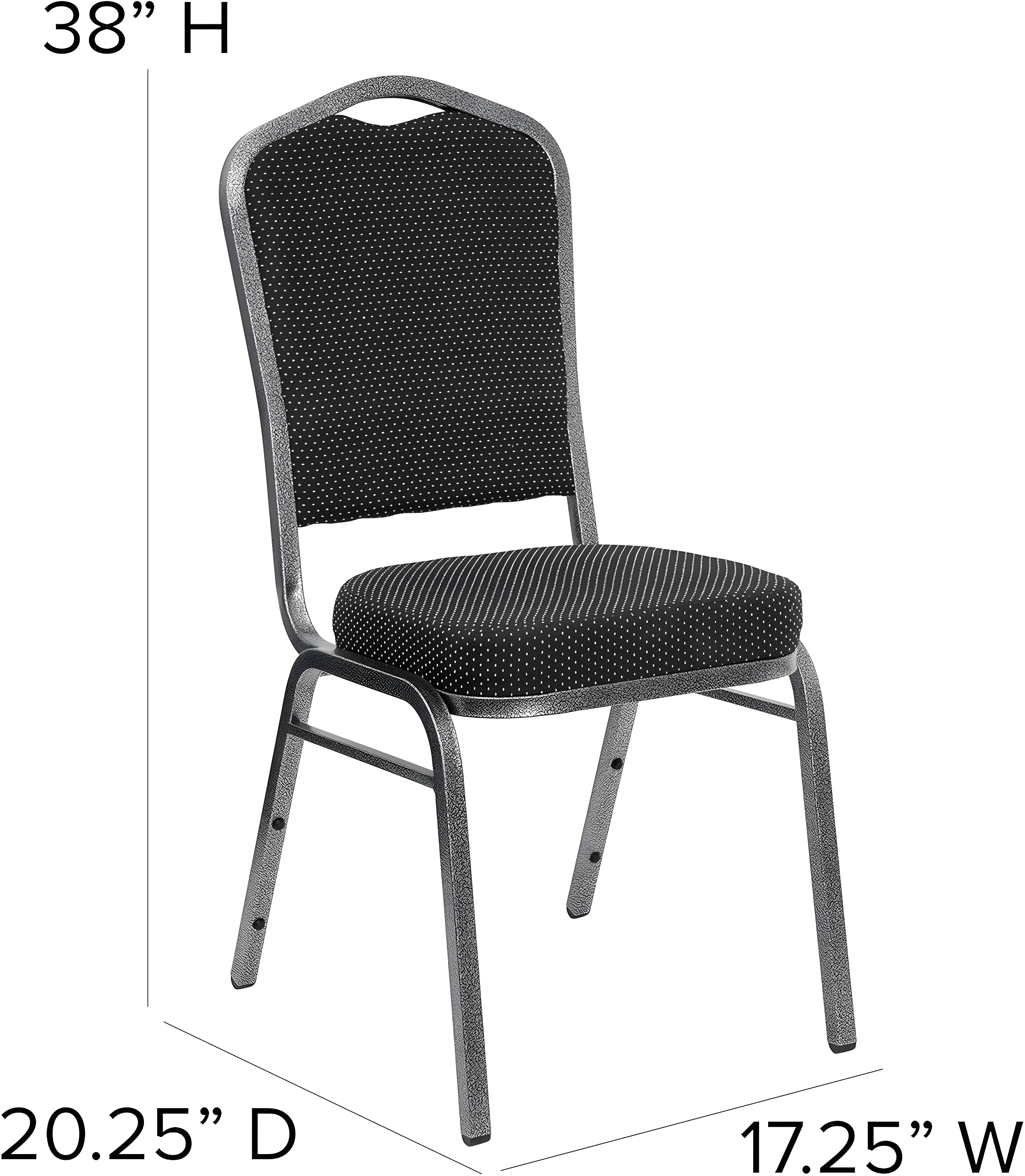 Black Diamond Fabric and Silver Vein Steel Stacking Banquet Chair