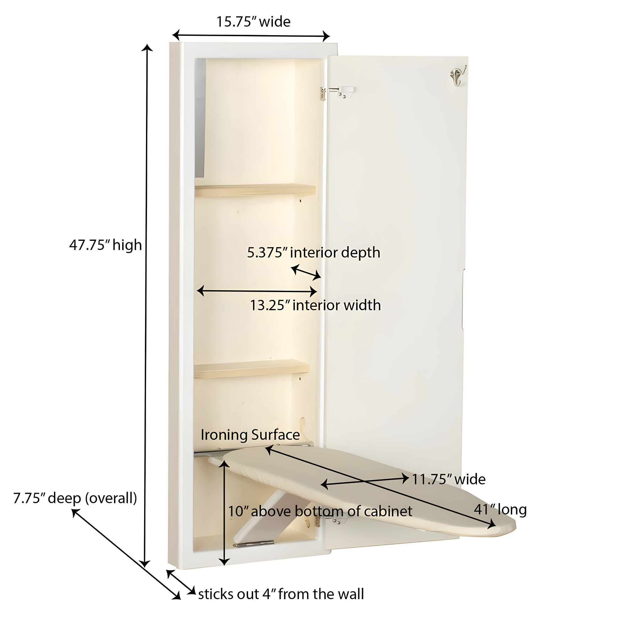 Household Essentials Ironing Board Cabinet, White
