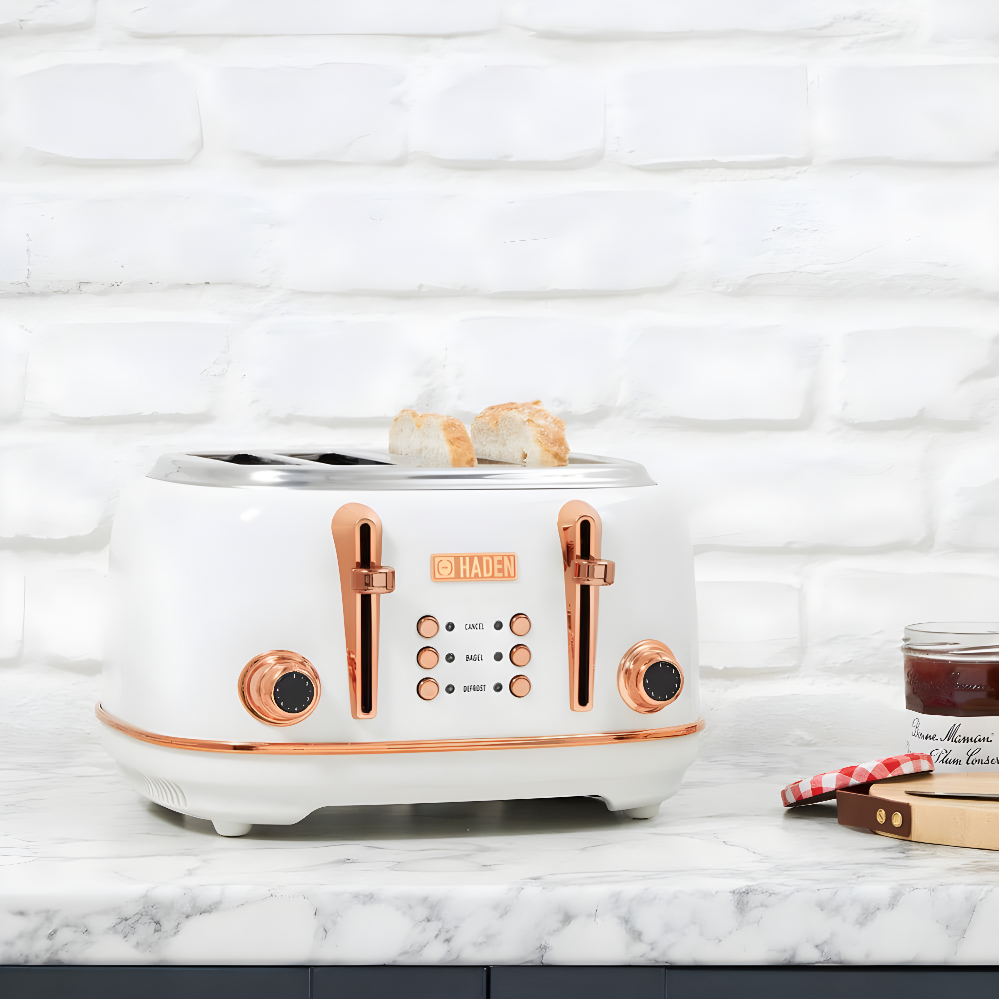 HADEN Heritage Ivory and Copper 4-Slice Toaster