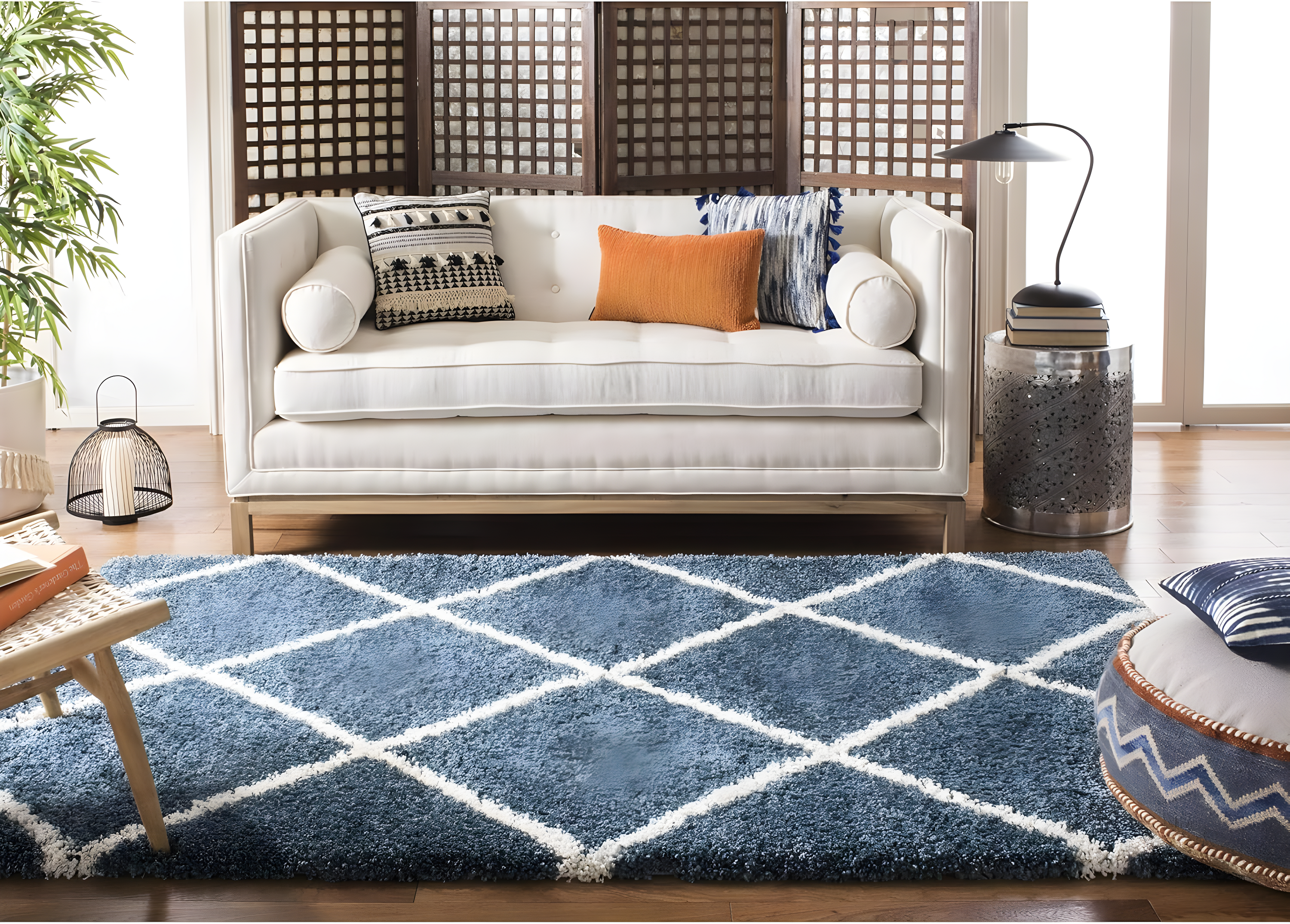 Hudson Shag SGH282 Power Loomed Indoor Area Rug - Slate Blue/Ivory - 4'x6' - Safavieh.