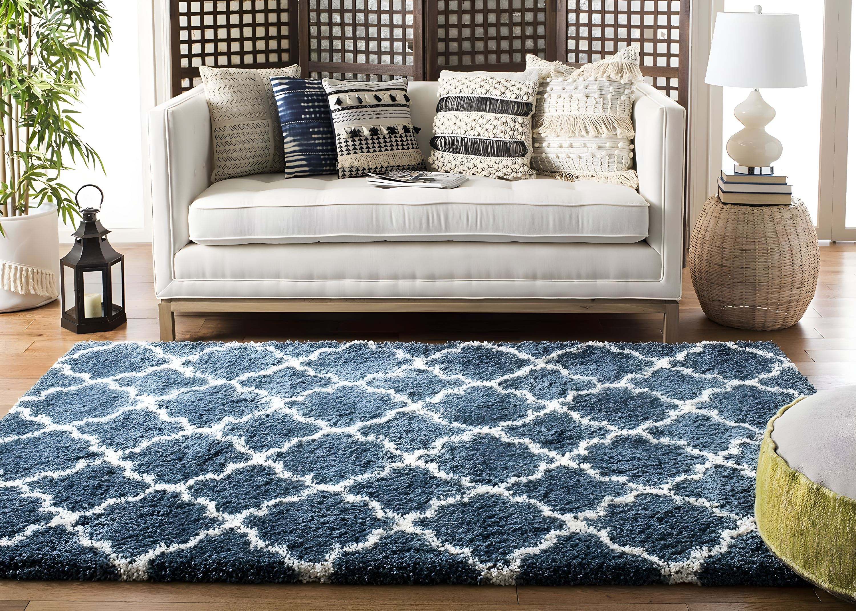 Hudson Shag SGH282 Power Loomed Indoor Area Rug - Slate Blue/Ivory - 4'x6' - Safavieh.