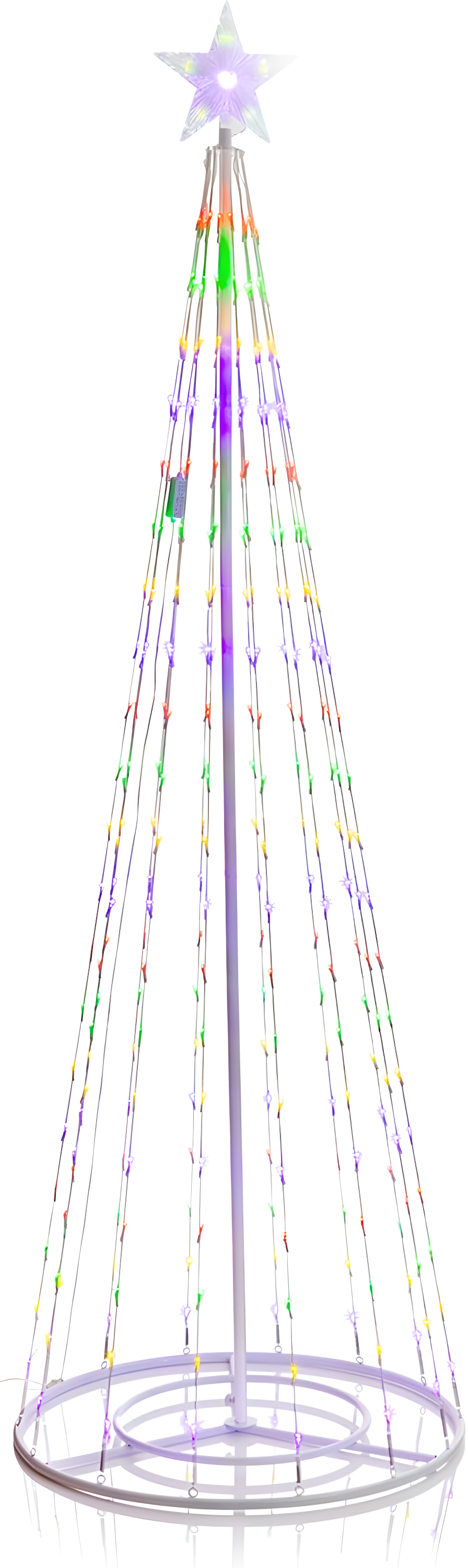 Alpine Corporation 86"H Indoor Artificial Christmas Tree with Multi-Colored Lights and Star Topper , Christmas Decoration