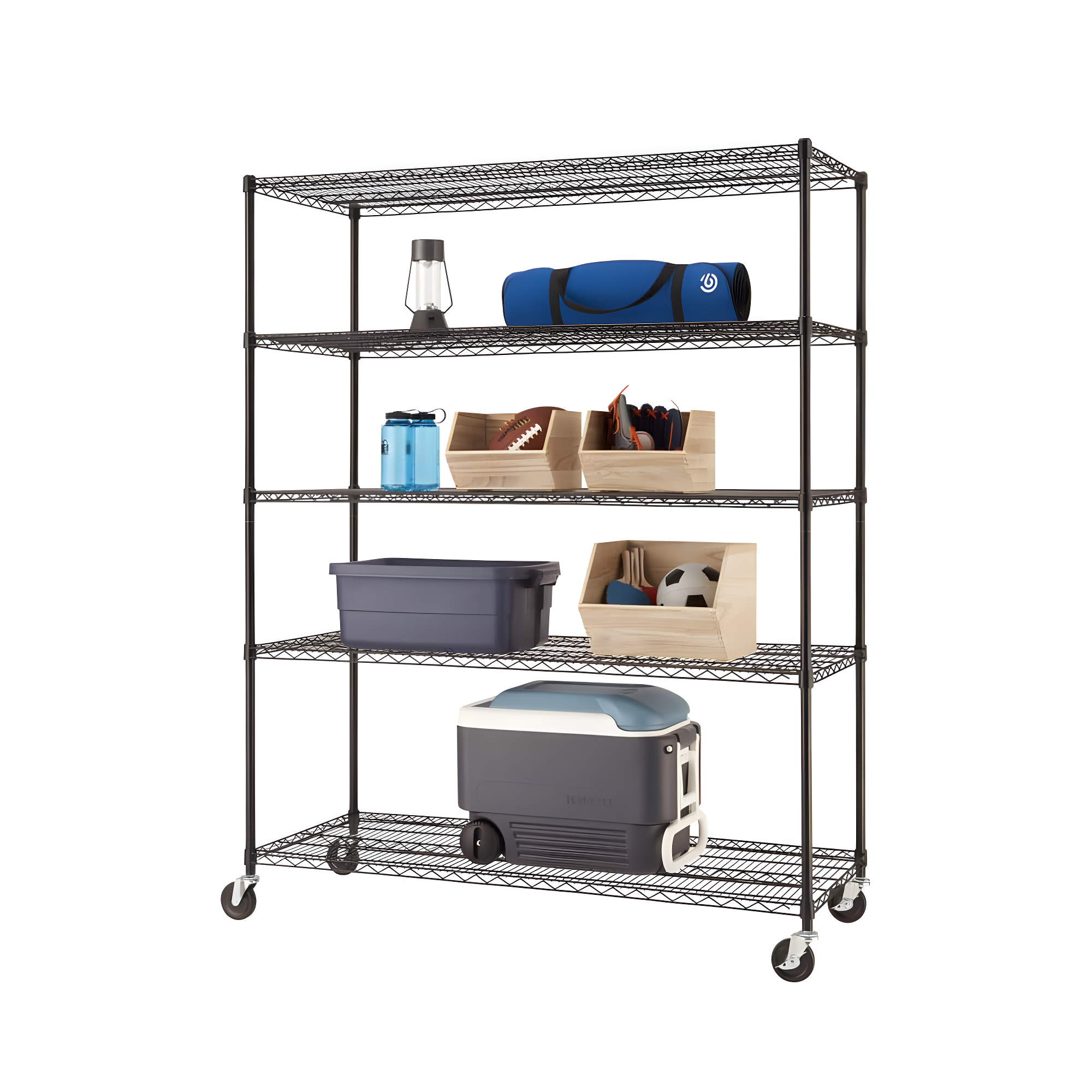 Trinity TRINITY EcoStorage 5-Tier NSF Rolling Steel Wire Shelving Unit w/ Wheels (60 in. W x 24 in. D)