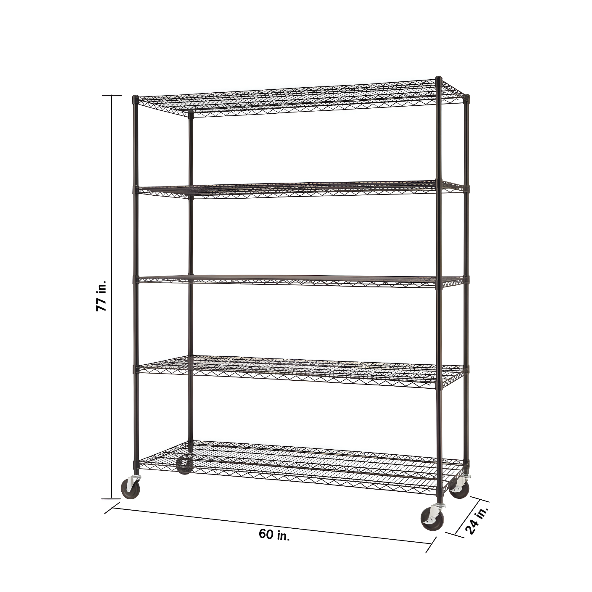 Trinity TRINITY EcoStorage 5-Tier NSF Rolling Steel Wire Shelving Unit w/ Wheels (60 in. W x 24 in. D)