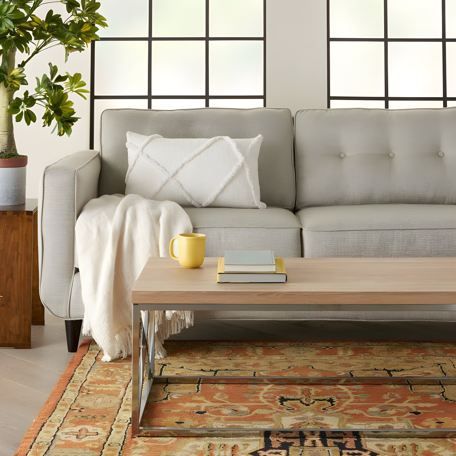 14"x24" Oversized Distressed Diamond Lumbar Throw Pillow White - Mina Victory: Cotton Fabric, Indoor Use, Zippered
