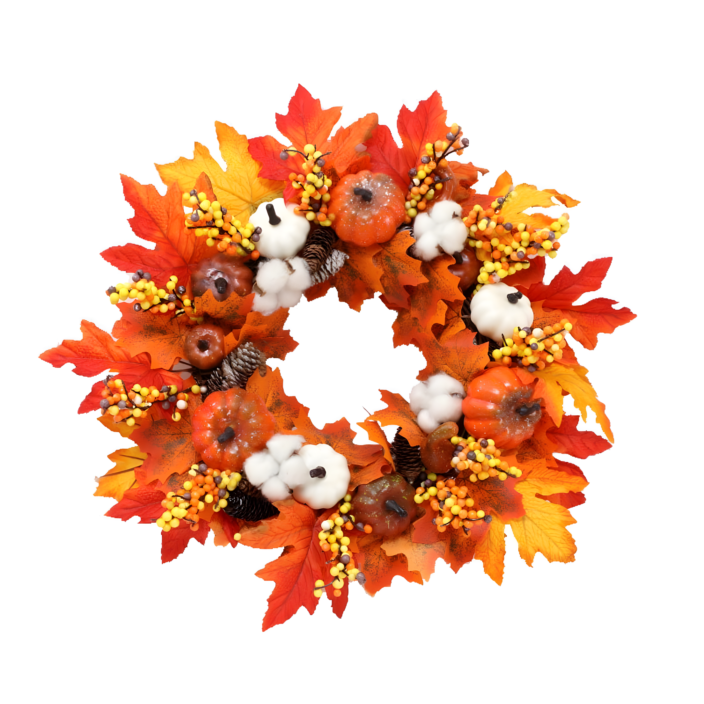 Fall Wreath 20’’ Autumn Front Door Wreath Harvest Wreath with Sunflower Pumpkins Berries Maple Leaves Daisies for Outside Indoor Home Wall Festival Thanksgiving Autumn Farmhouse Decor