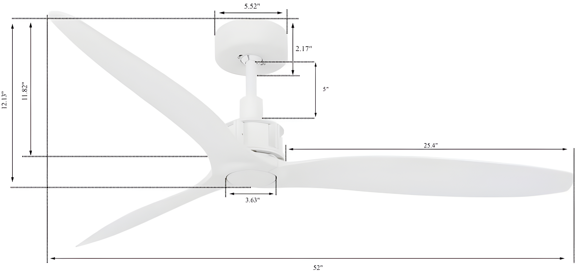 52" Zelda 3 - Blade Standard Ceiling Fan with Remote Control