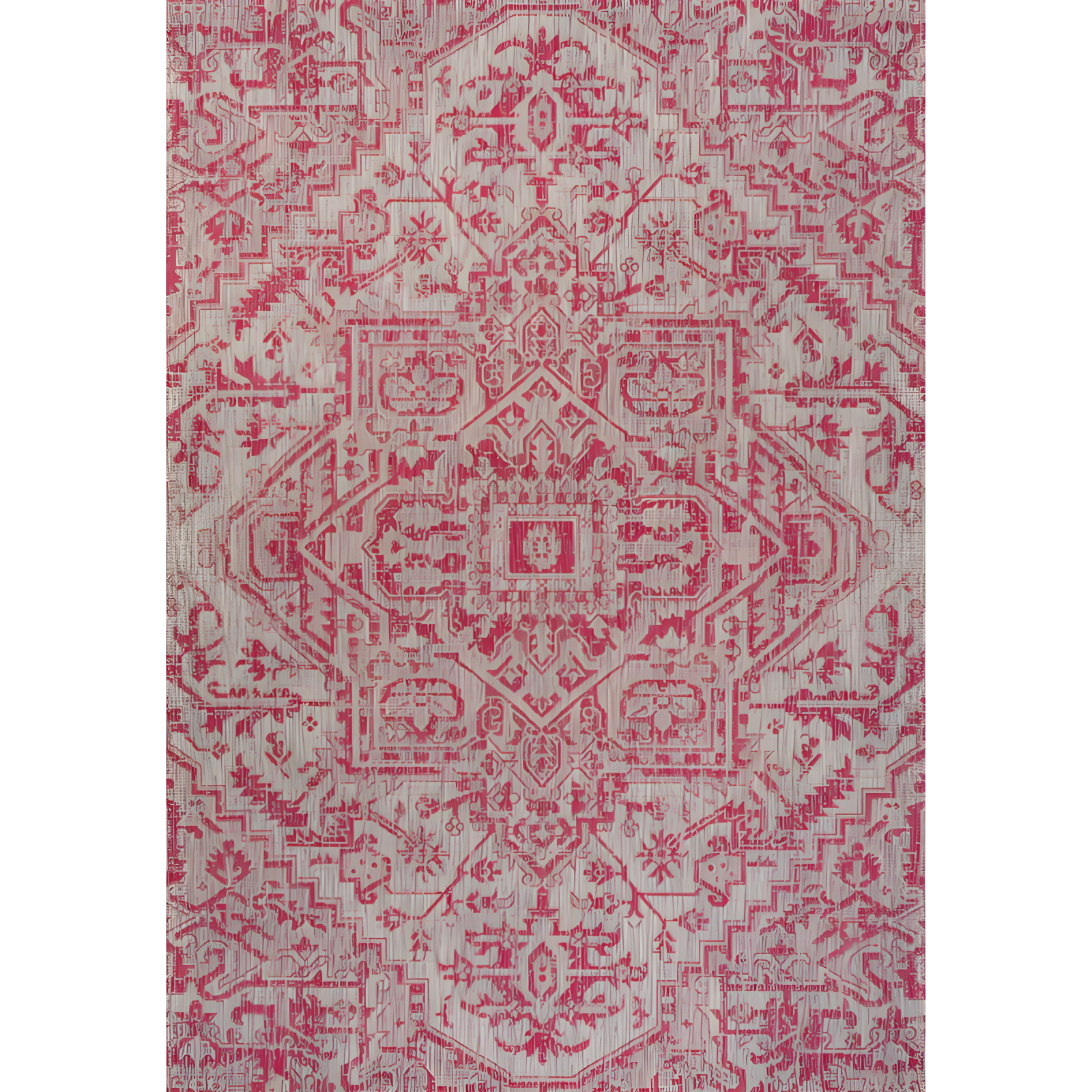 4' x 6' Estrella Bohemian Medallion Textured Weave Indoor/Outdoor Area Rug, Light Gray/Fuchsia - JONATHAN Y