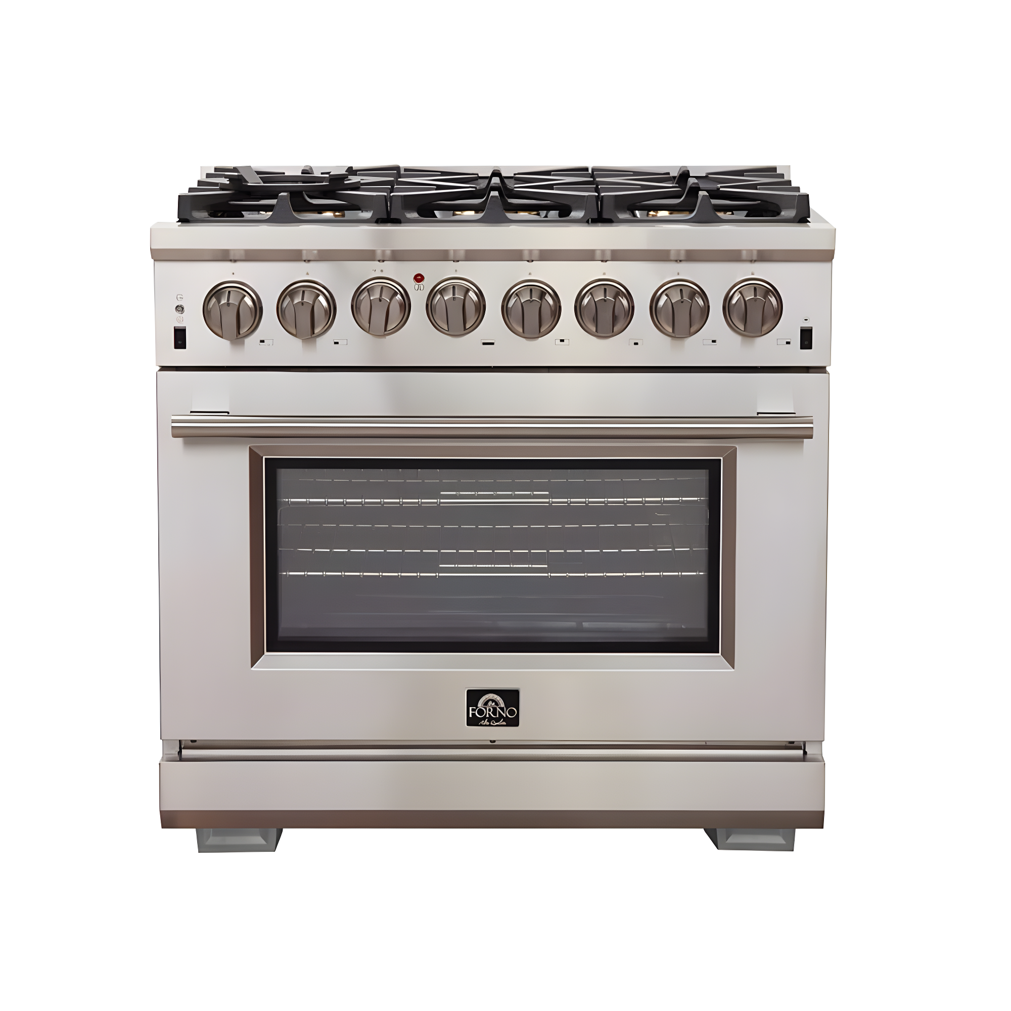 Forno Capriasca 48-inch Dual Fuel Range All Stainless Steel, 8 Brass Burners, 6.58 cu.ft. Double Ovens FFSGS6187-48