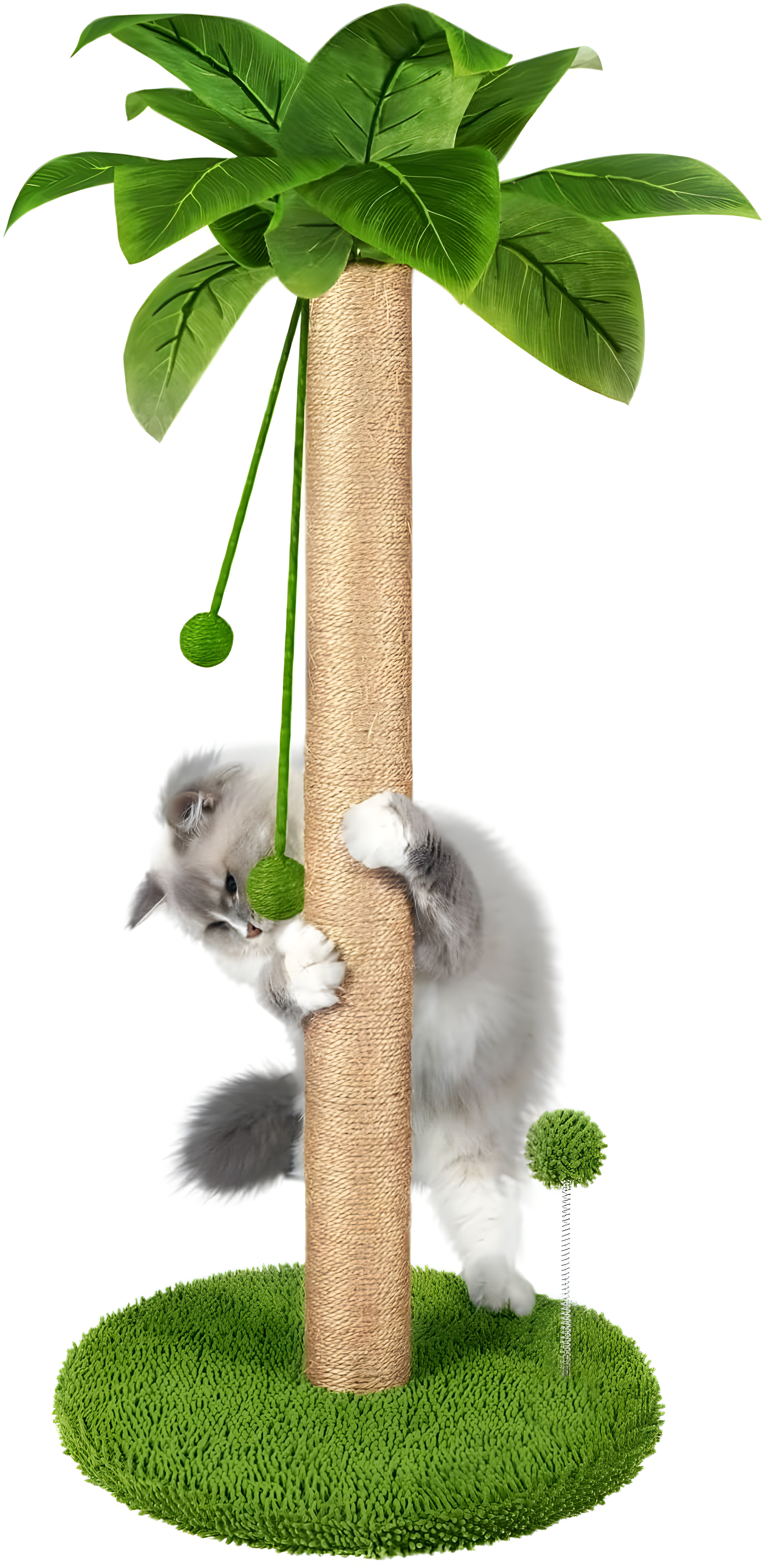 Dohump Cat Scratching Post, 26" Kitten Scratching Post with Premium Sisal Rope, Cute Cat Tree with Dangling and Spring Ball Toys for Indoor Small Cats